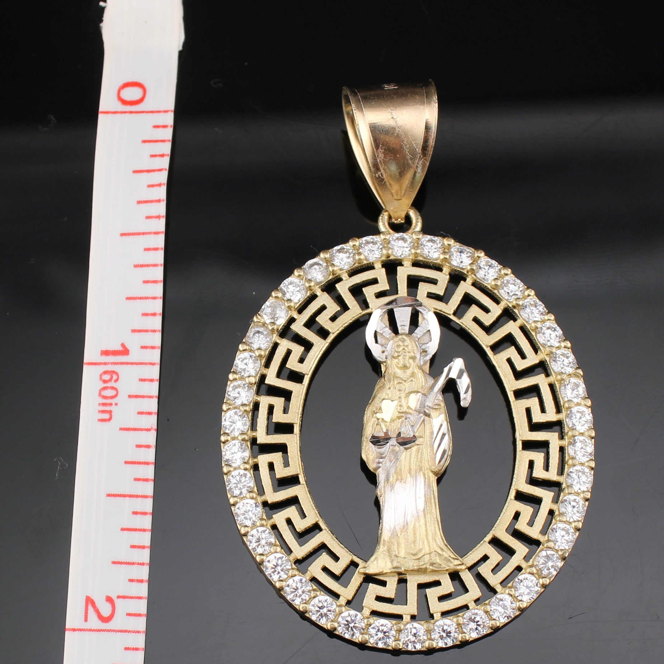 10K Real Gold Santa Muerte Pendant