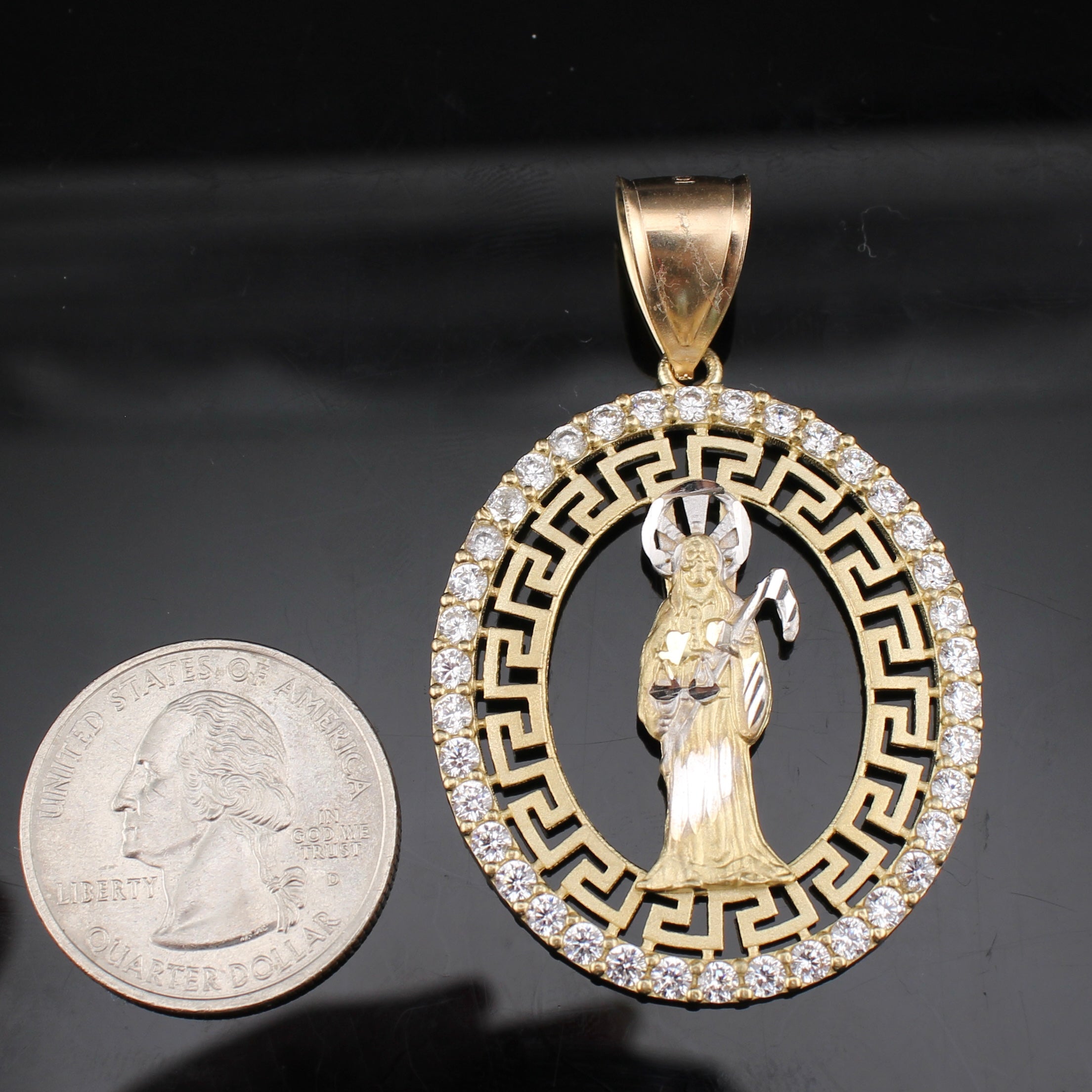 10K Real Gold Santa Muerte Pendant