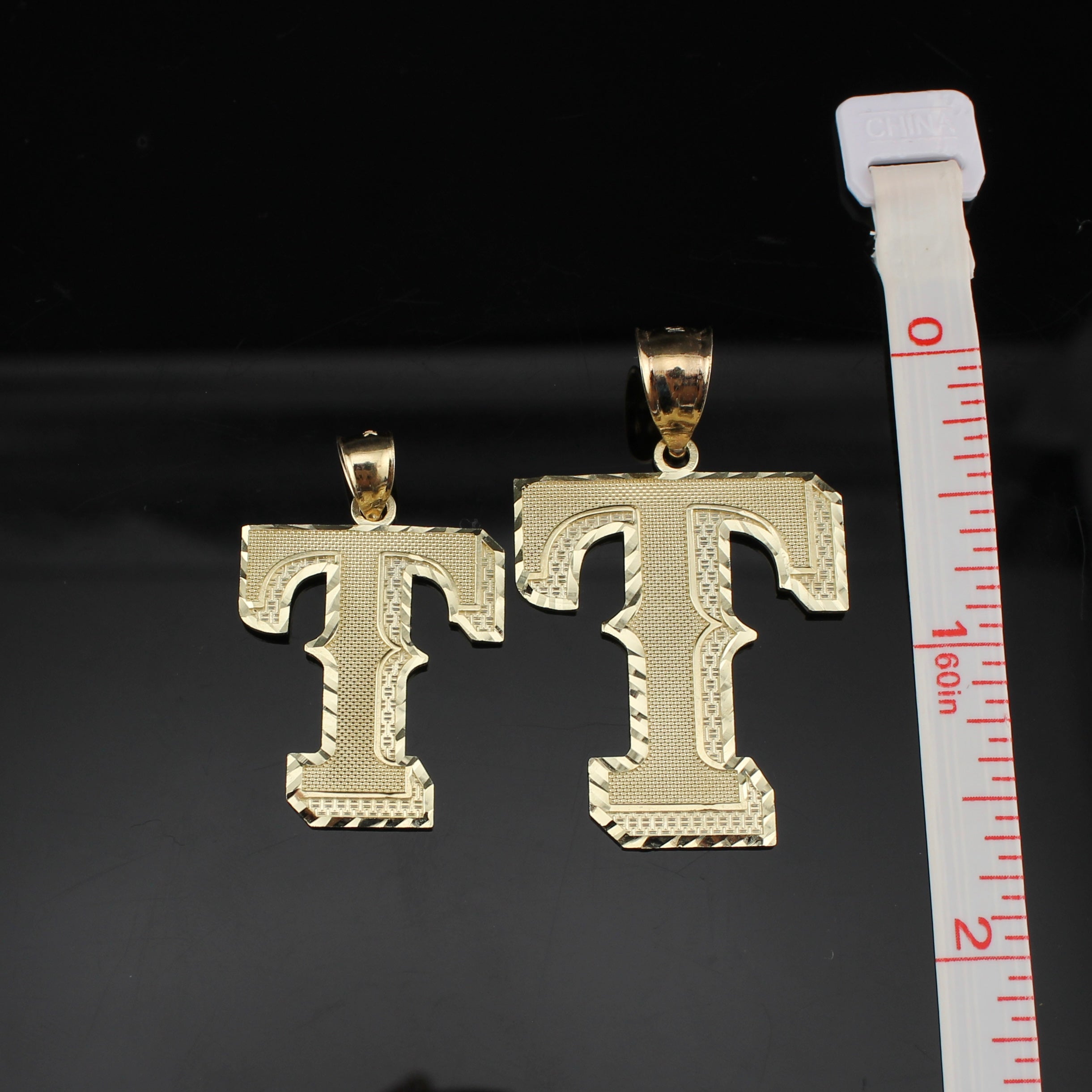 10K Real Gold T Initial Pendant