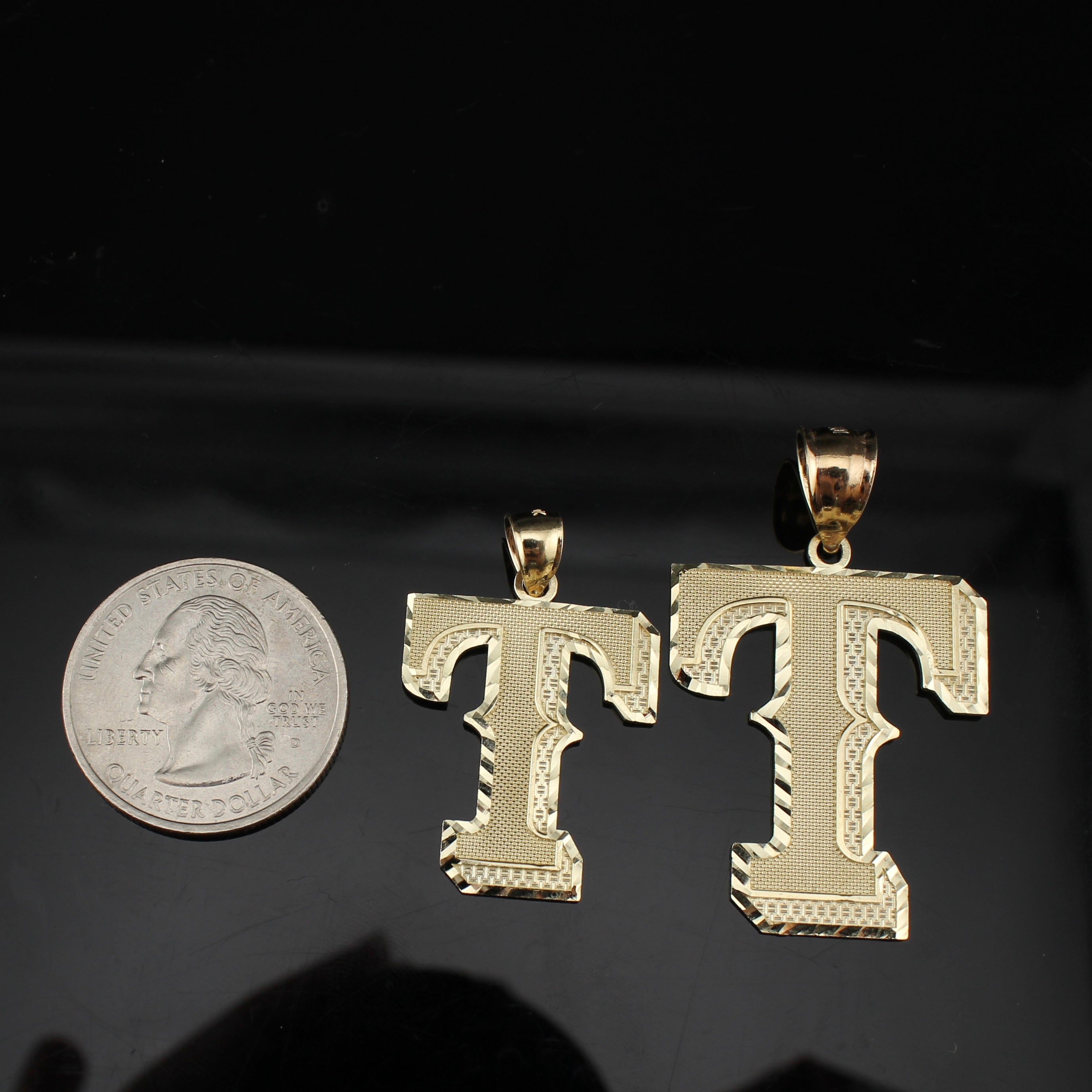 10K Real Gold T Initial Pendant