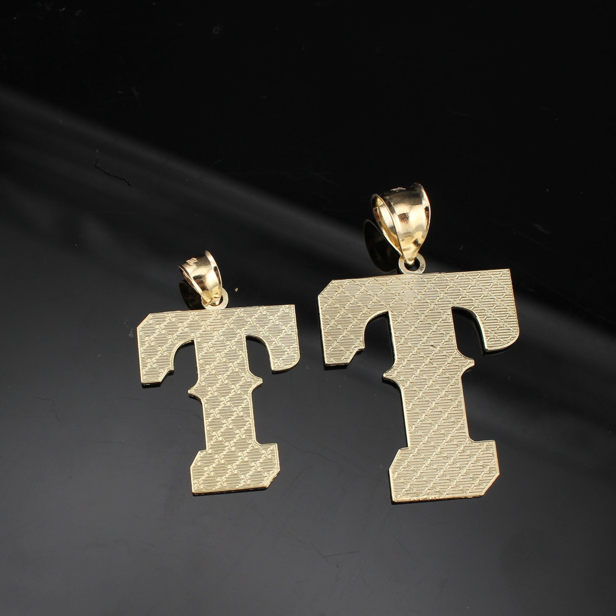 10K Real Gold T Initial Pendant