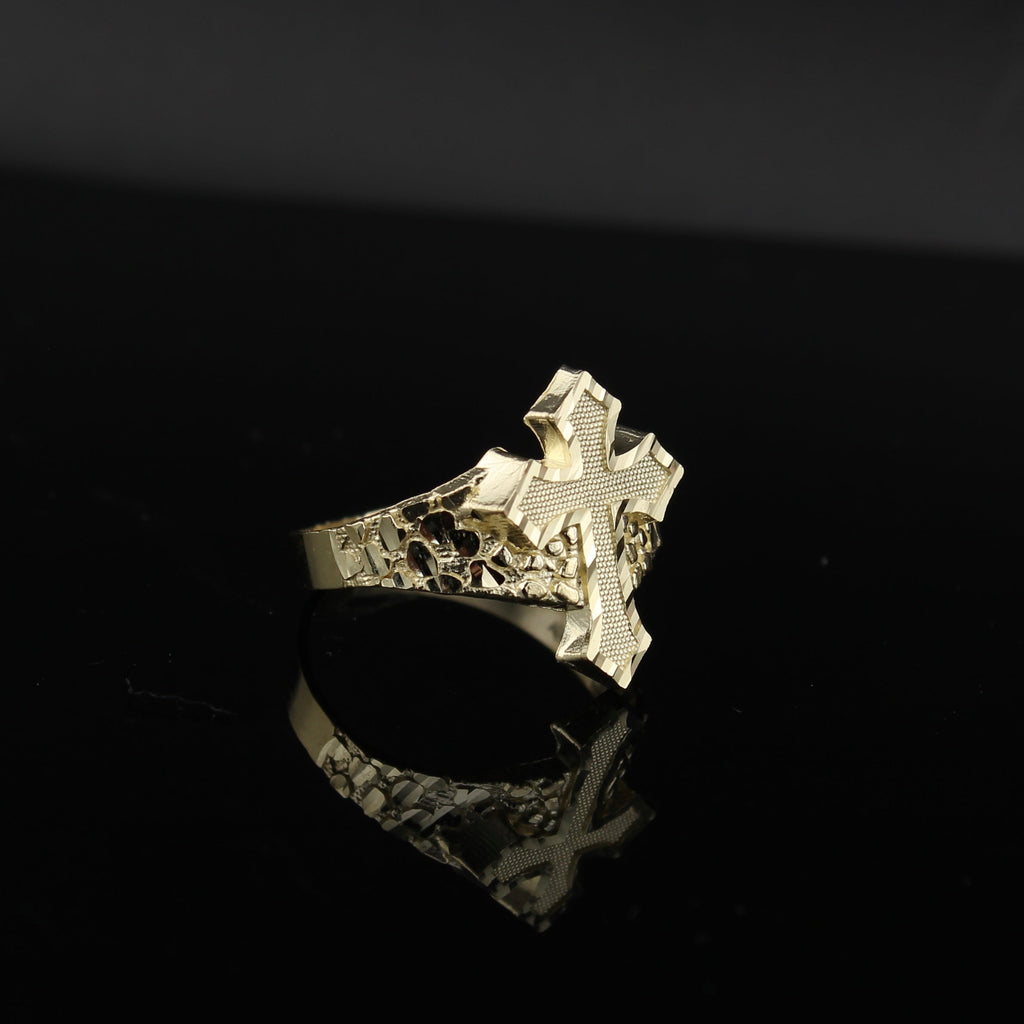 10K Gold Men's Cross Ring