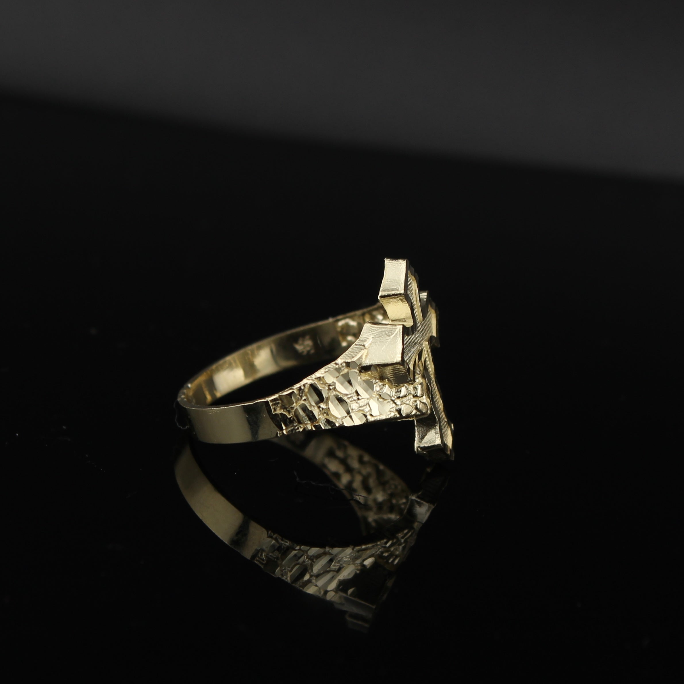 10K Gold Men's Cross Ring