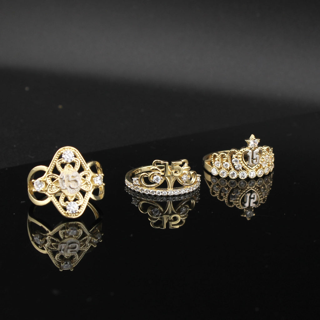 10K & 14K Real Gold Quinceañera Ring