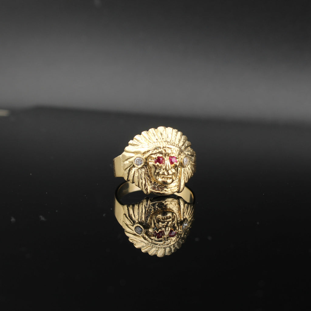 10K Gold Native American Indian Head Ring