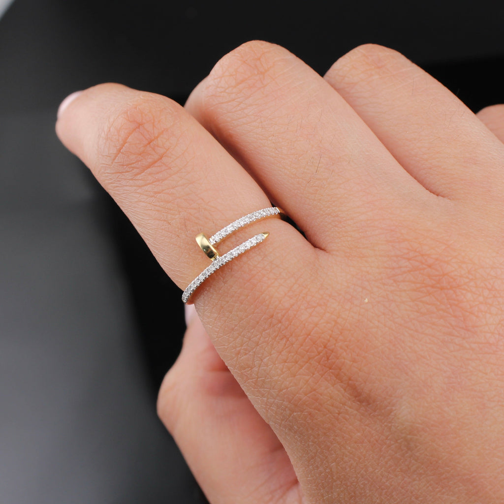 10K Diamond Nail Ring