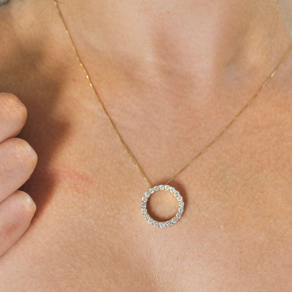 10K Diamond Round Necklace 1.00 ctw