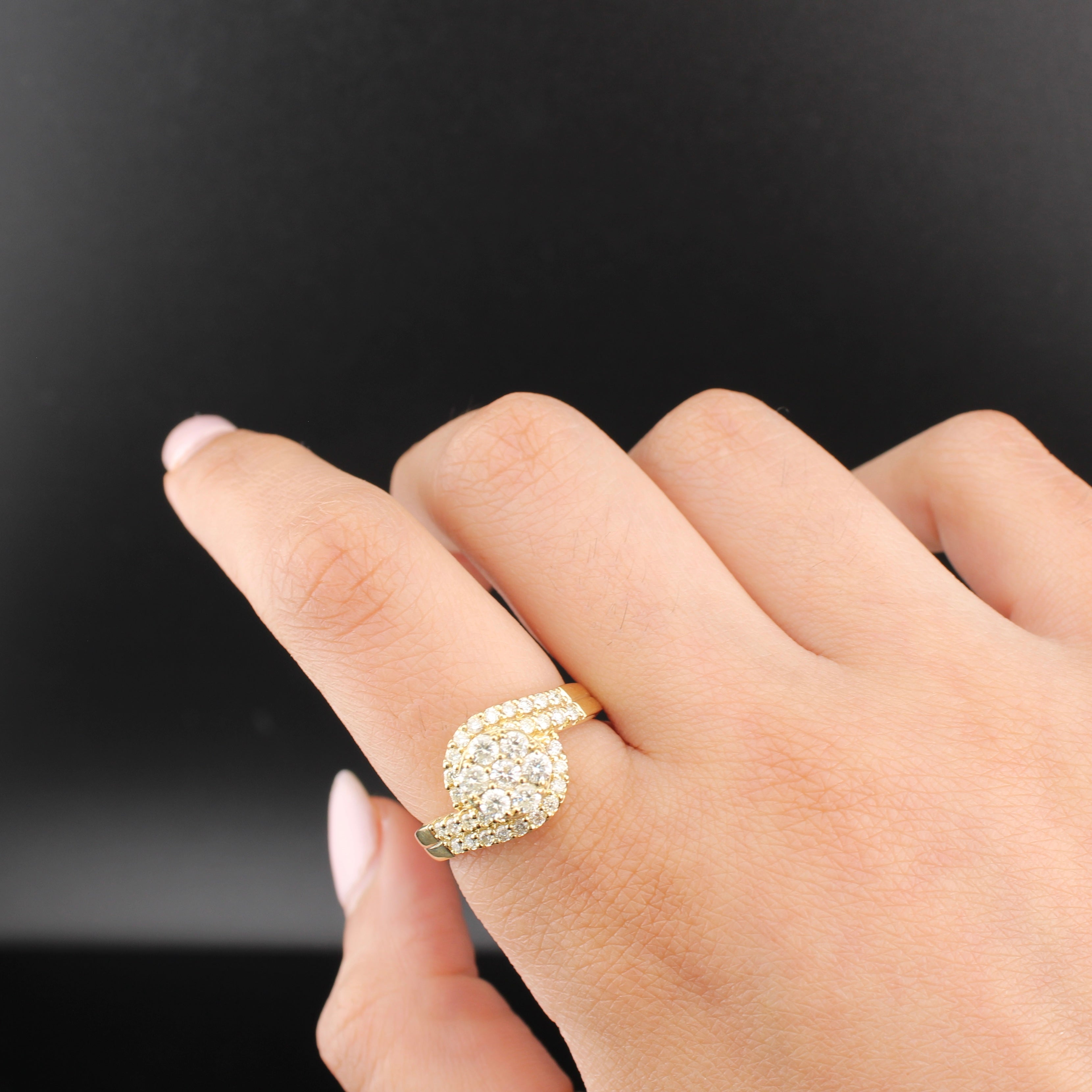 10K Diamond Ladies Flower Engagement Ring