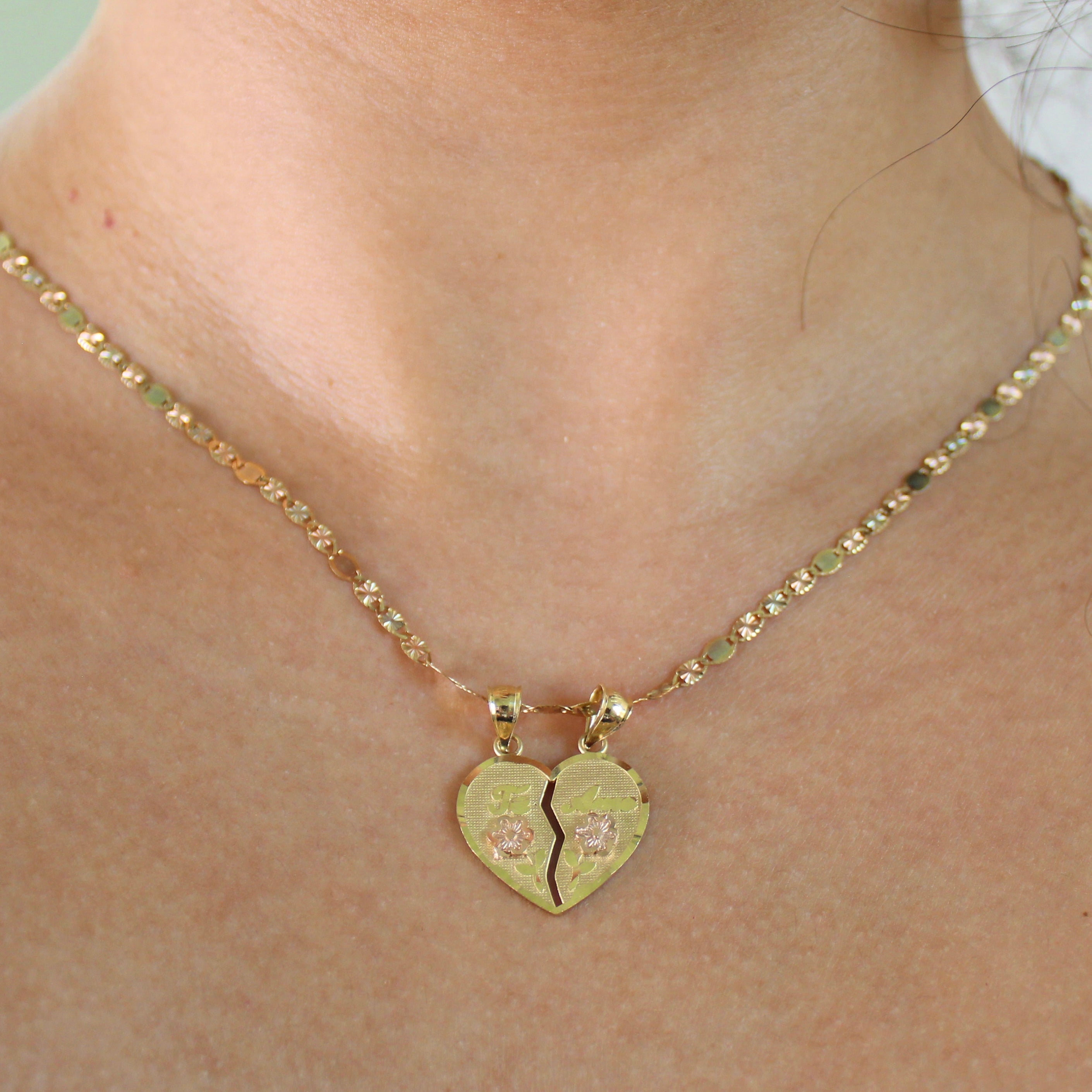 10K Te Amo Pendant & 14K Chain