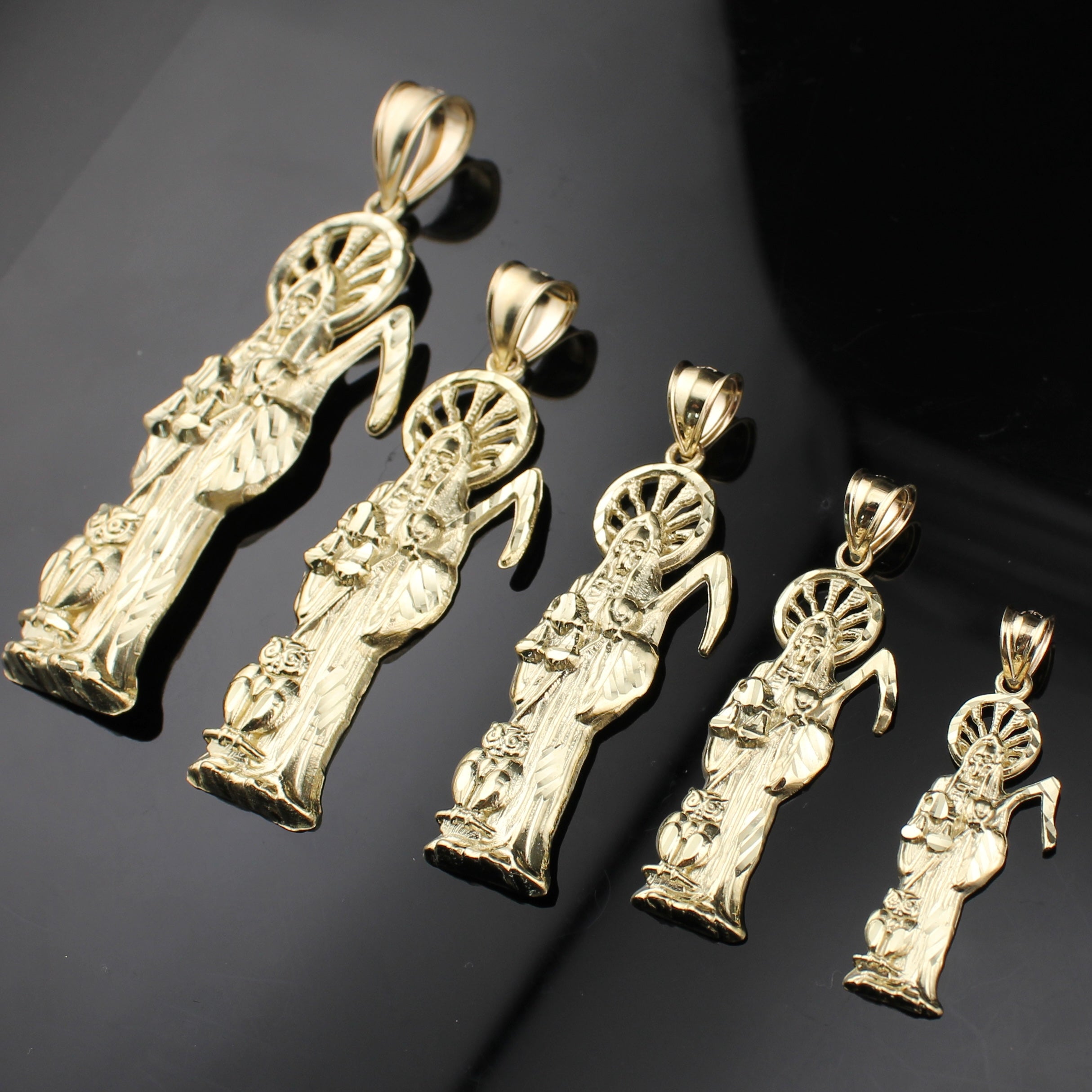 10K Real Gold Santa Muerte Pendant