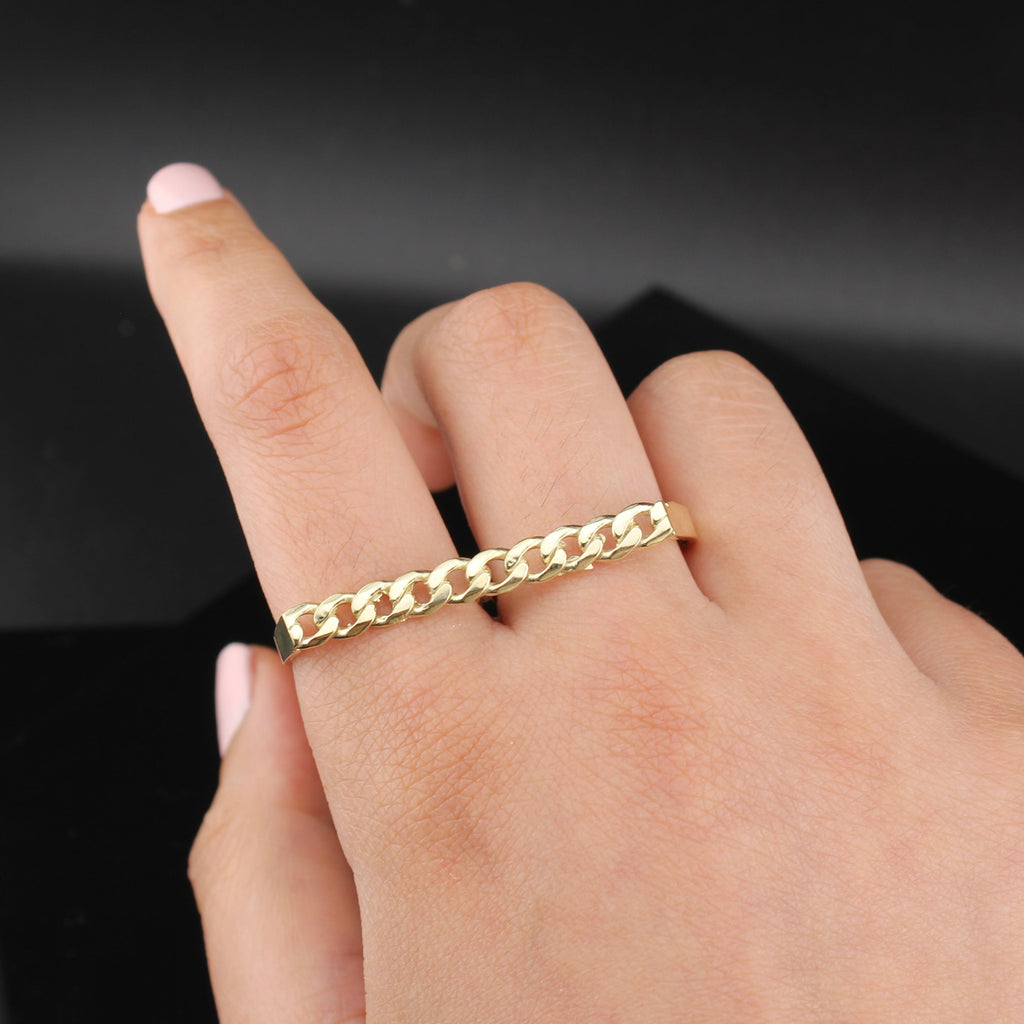 10K Gold Cuban Double Finger Ring