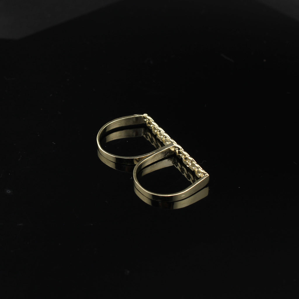 10K Gold Cuban Double Finger Ring