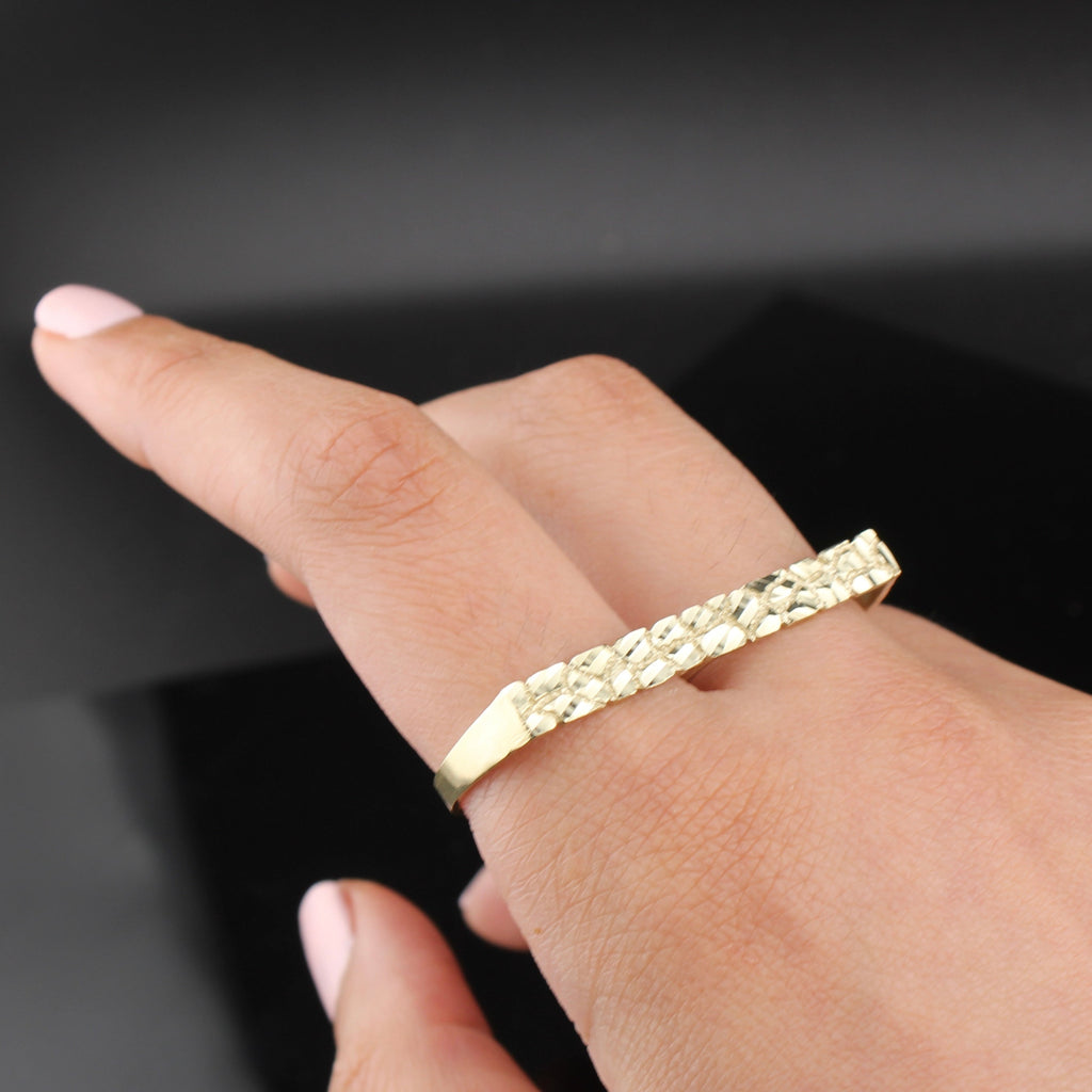 10K Gold Nugget Double Finger Ring