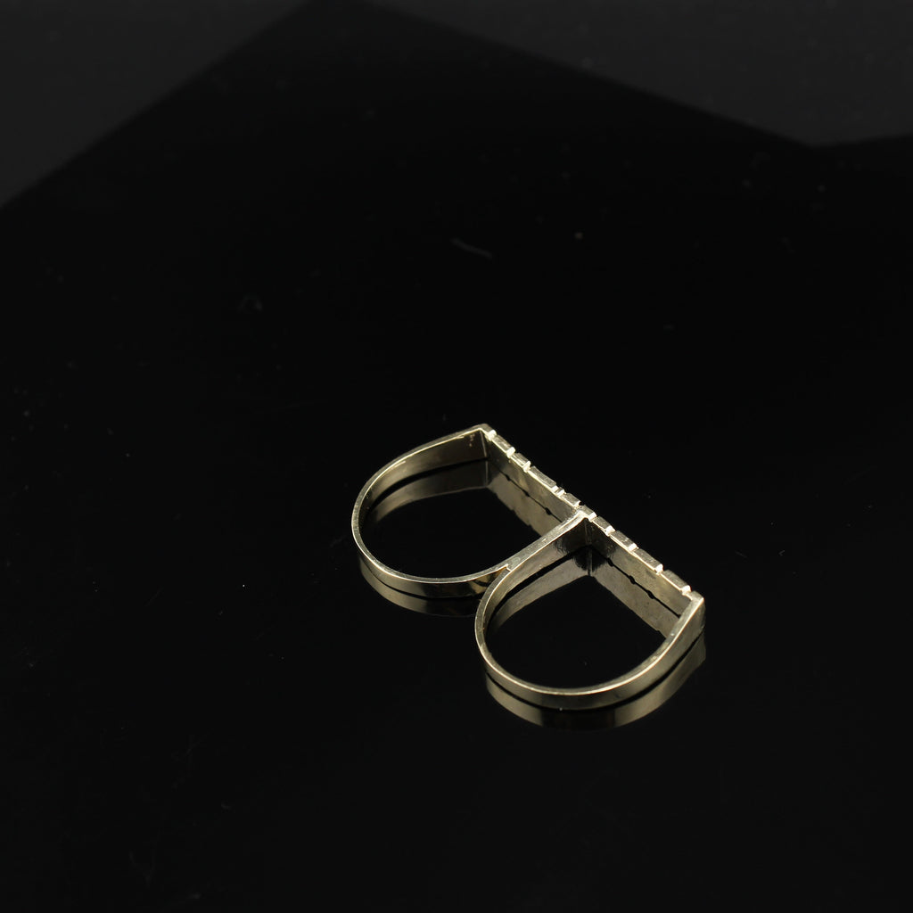 10K Gold Nugget Double Finger Ring