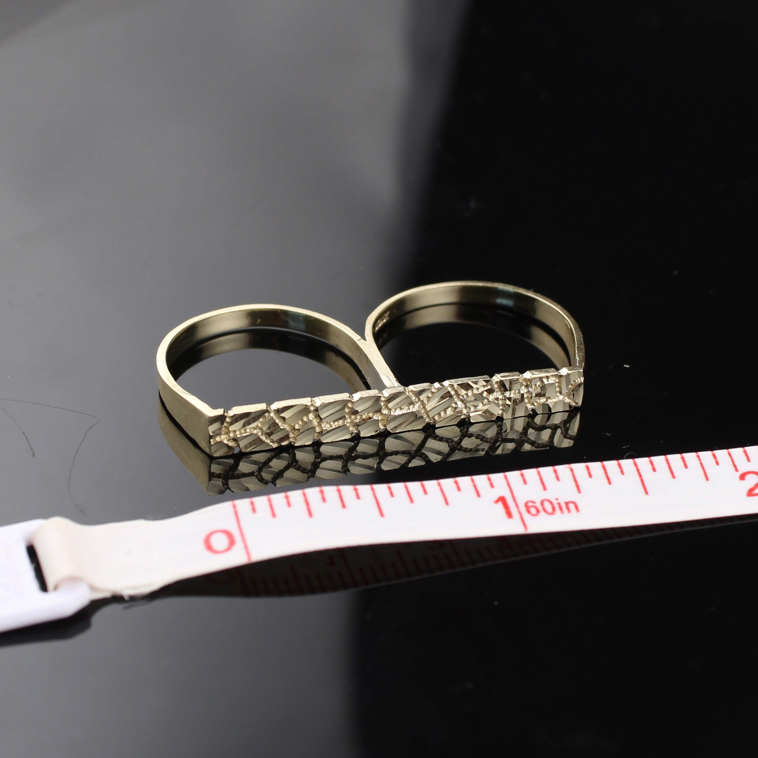 10K Gold Nugget Double Finger Ring