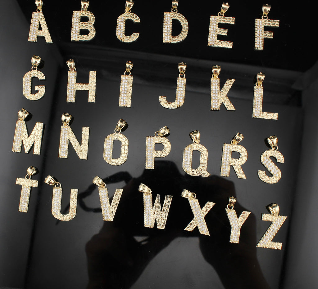 10K Nugget Style Initial Pendants