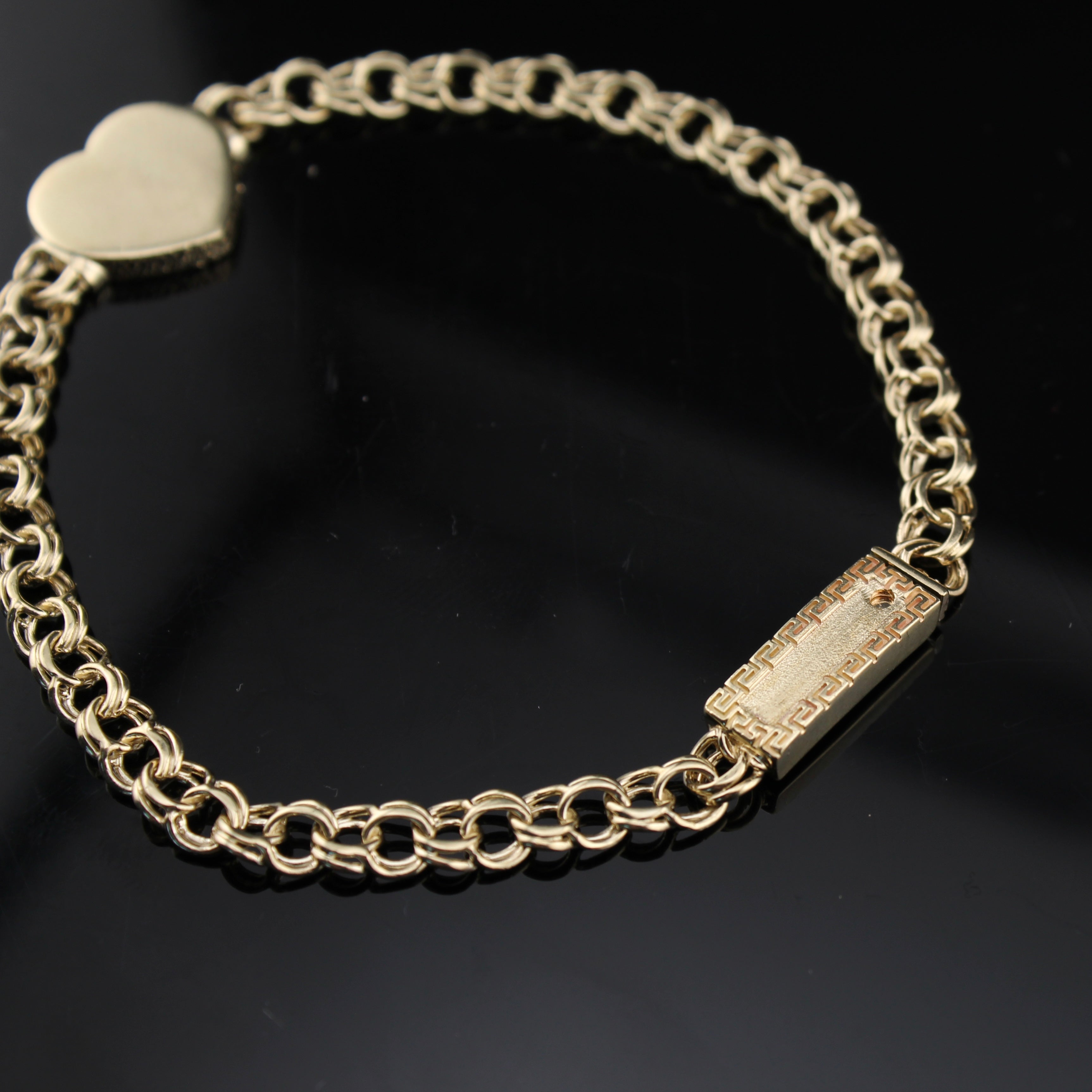 10K Chino Heart Bracelet 7in