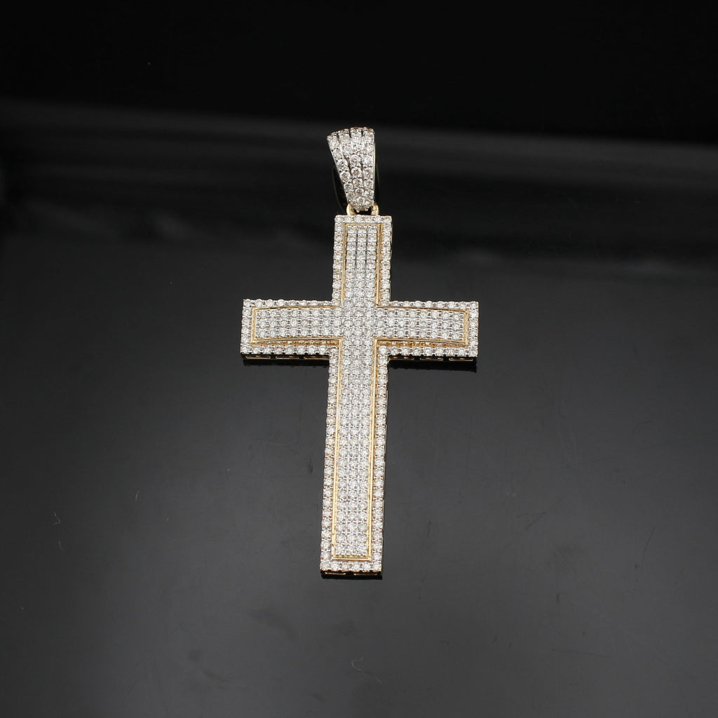 10k Diamond Cross Pendant Two Tone