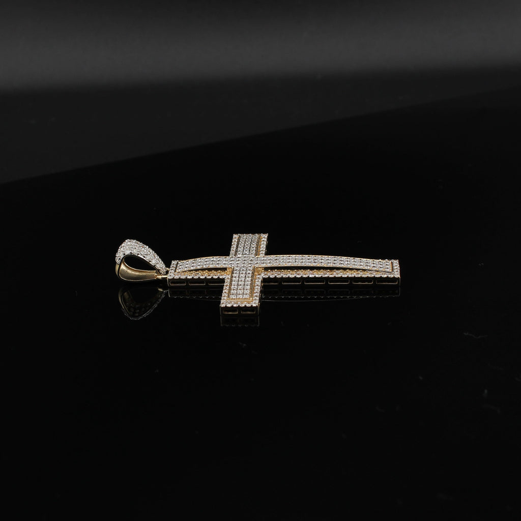 10k Diamond Cross Pendant Two Tone