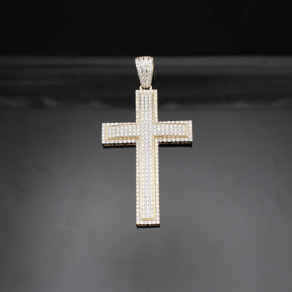 10k Diamond Cross Pendant Two Tone