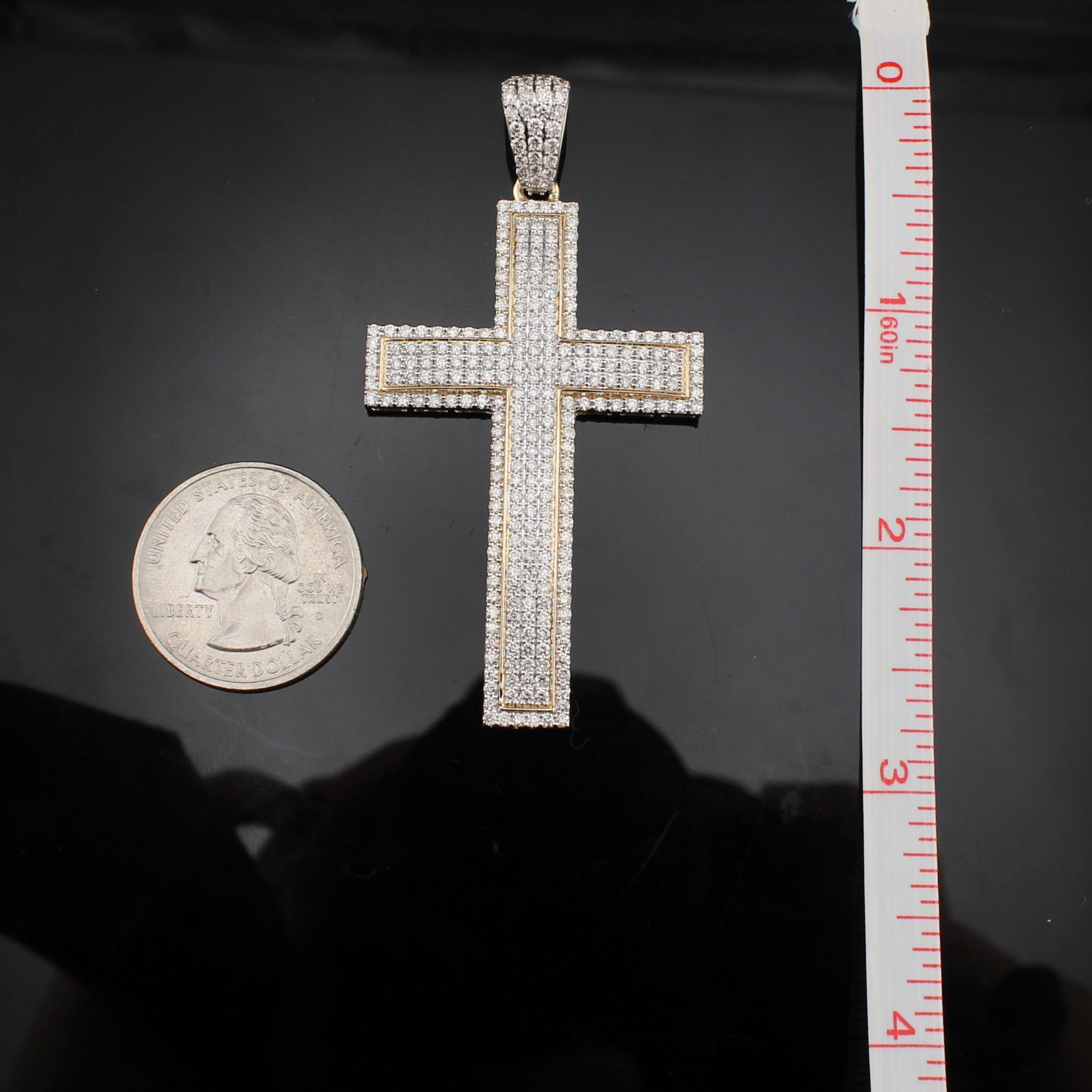10k Diamond Cross Pendant Two Tone