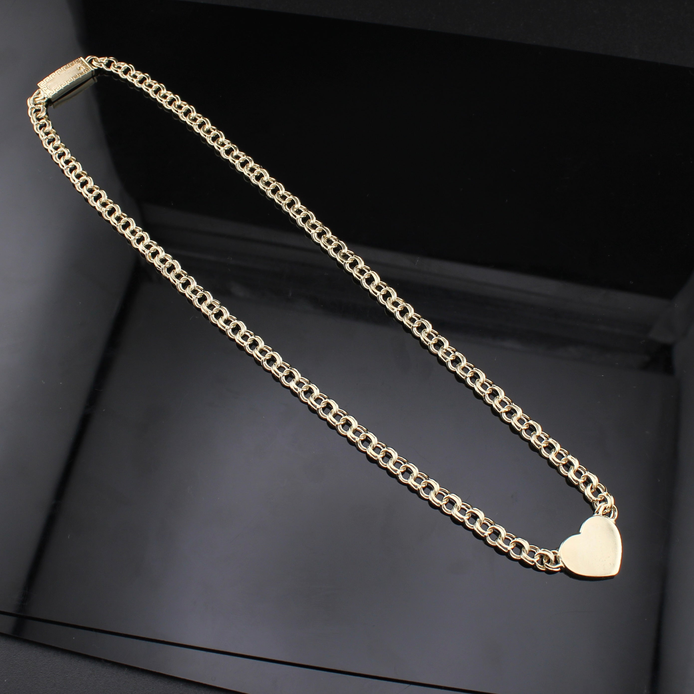 10K Gold Womens Chino Heart Necklace 18 in 6mm