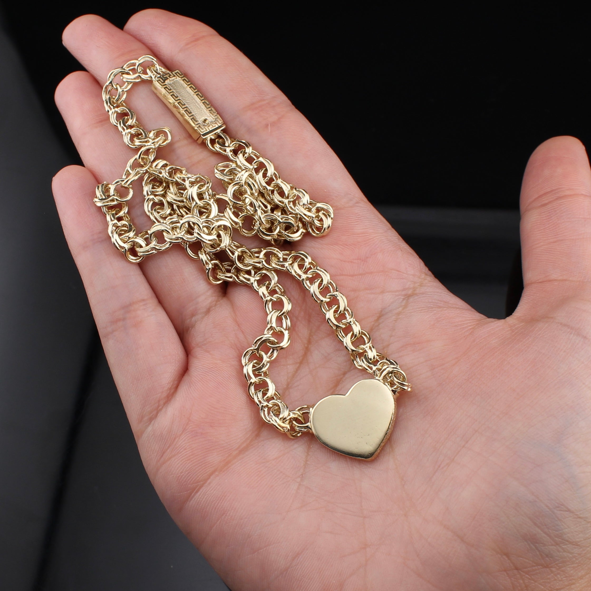 10K Gold Womens Chino Heart Necklace 18 in 6mm