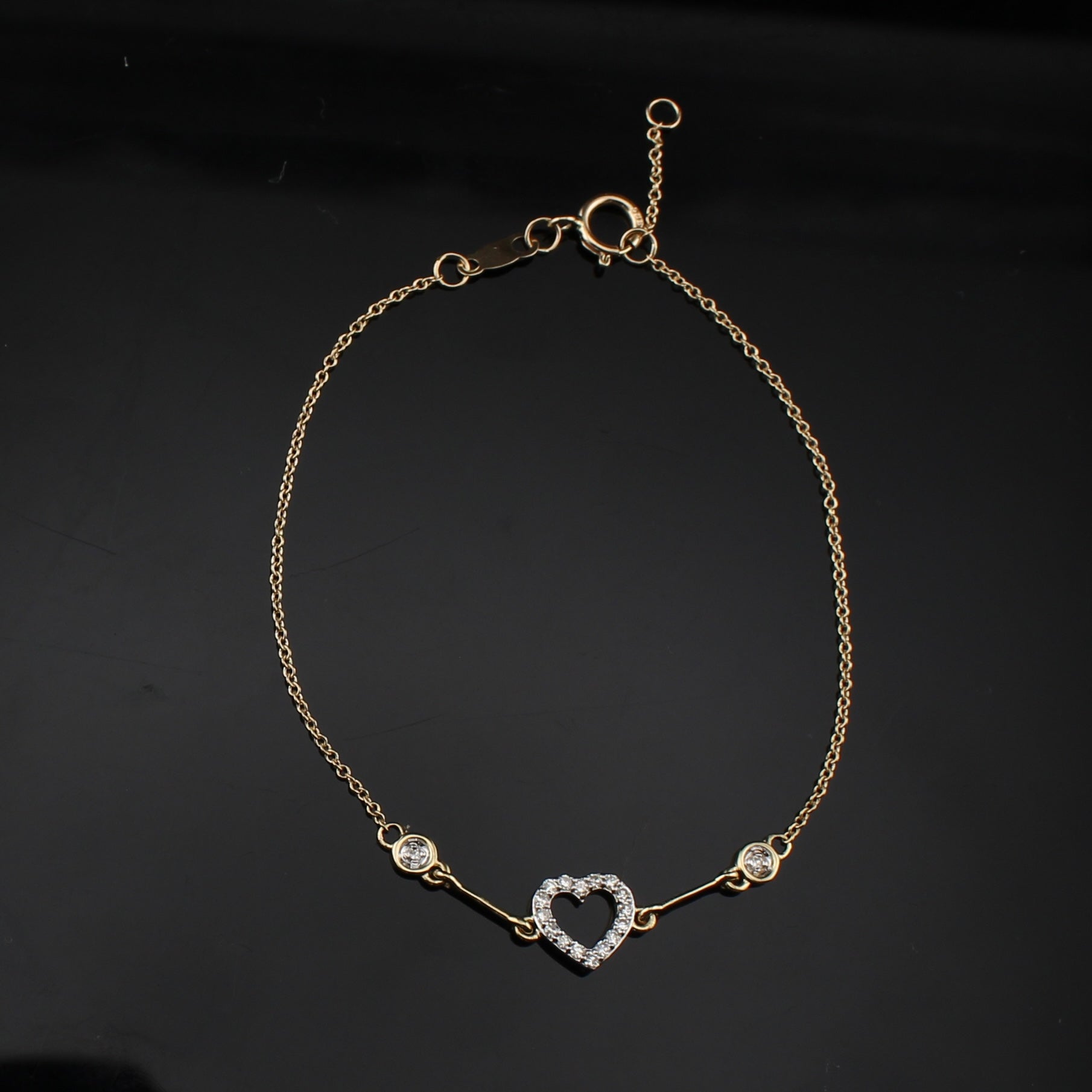 10K Diamond Heart Bracelet 7in