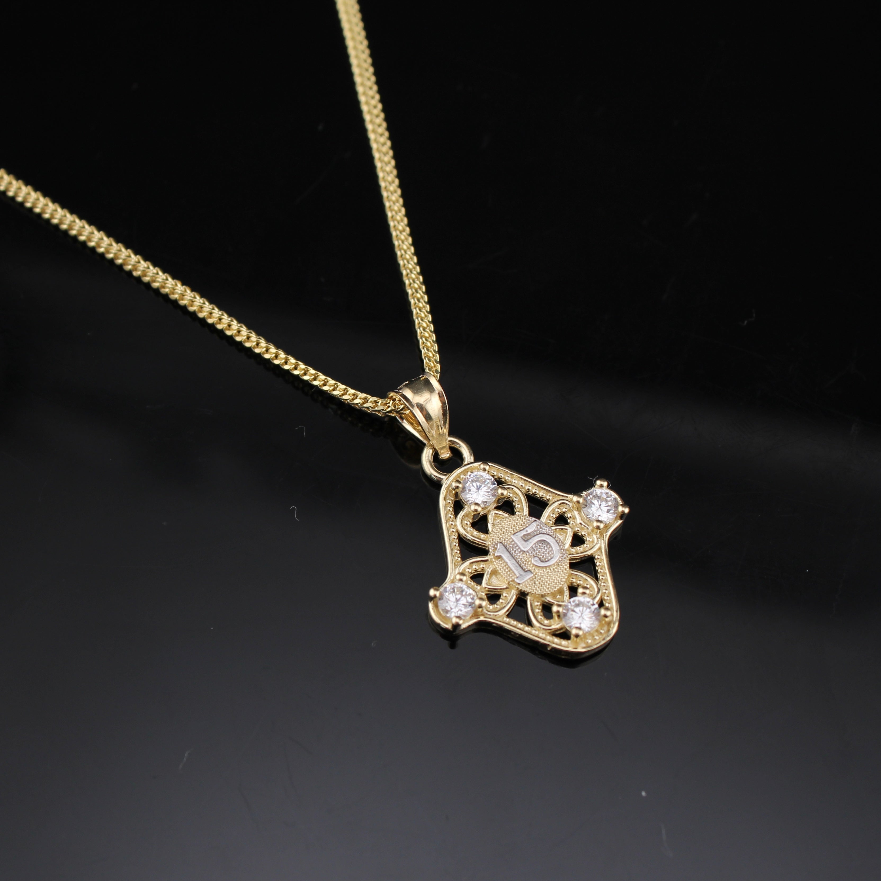 10K Real Gold Quinceañera Pendant