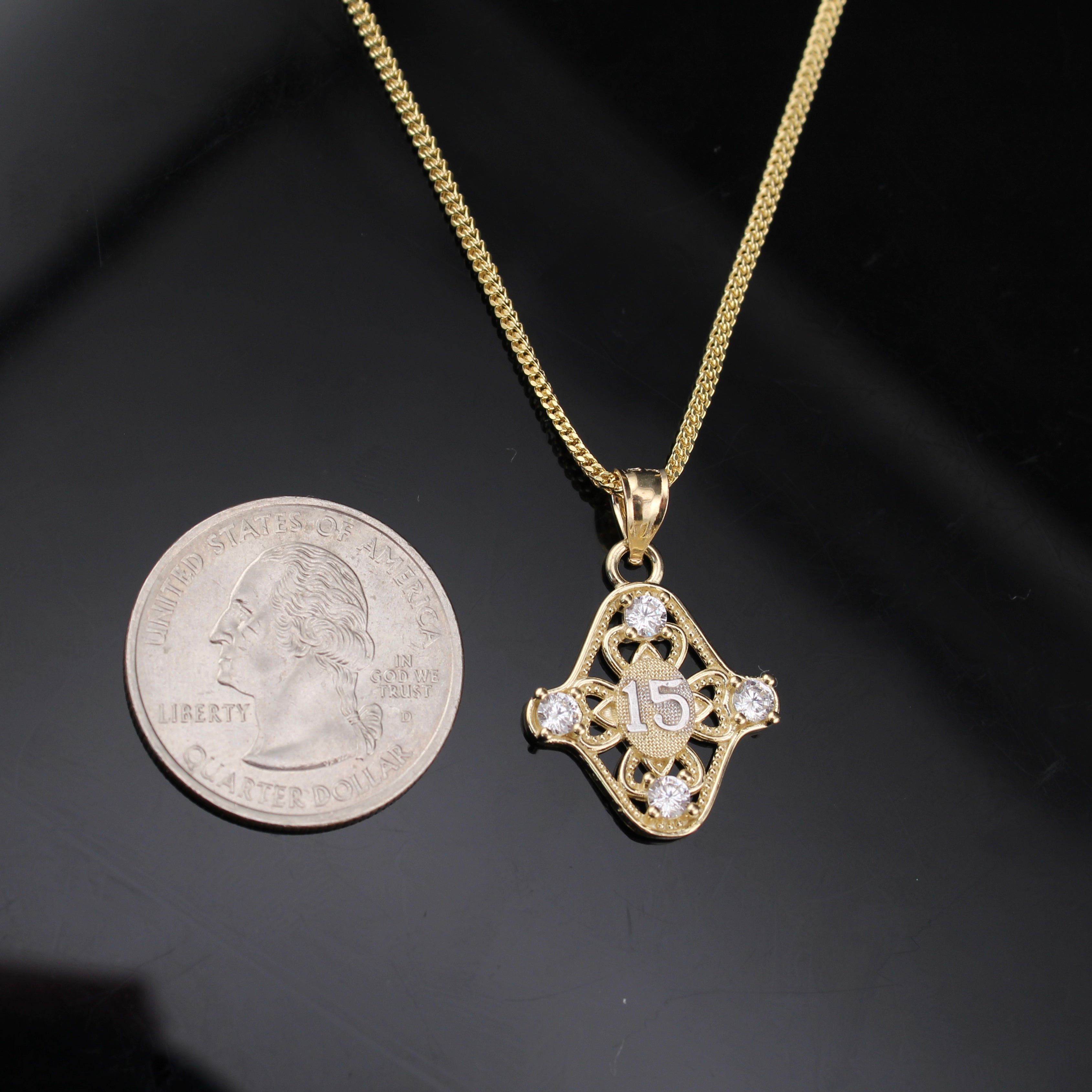 10K Real Gold Quinceañera Pendant