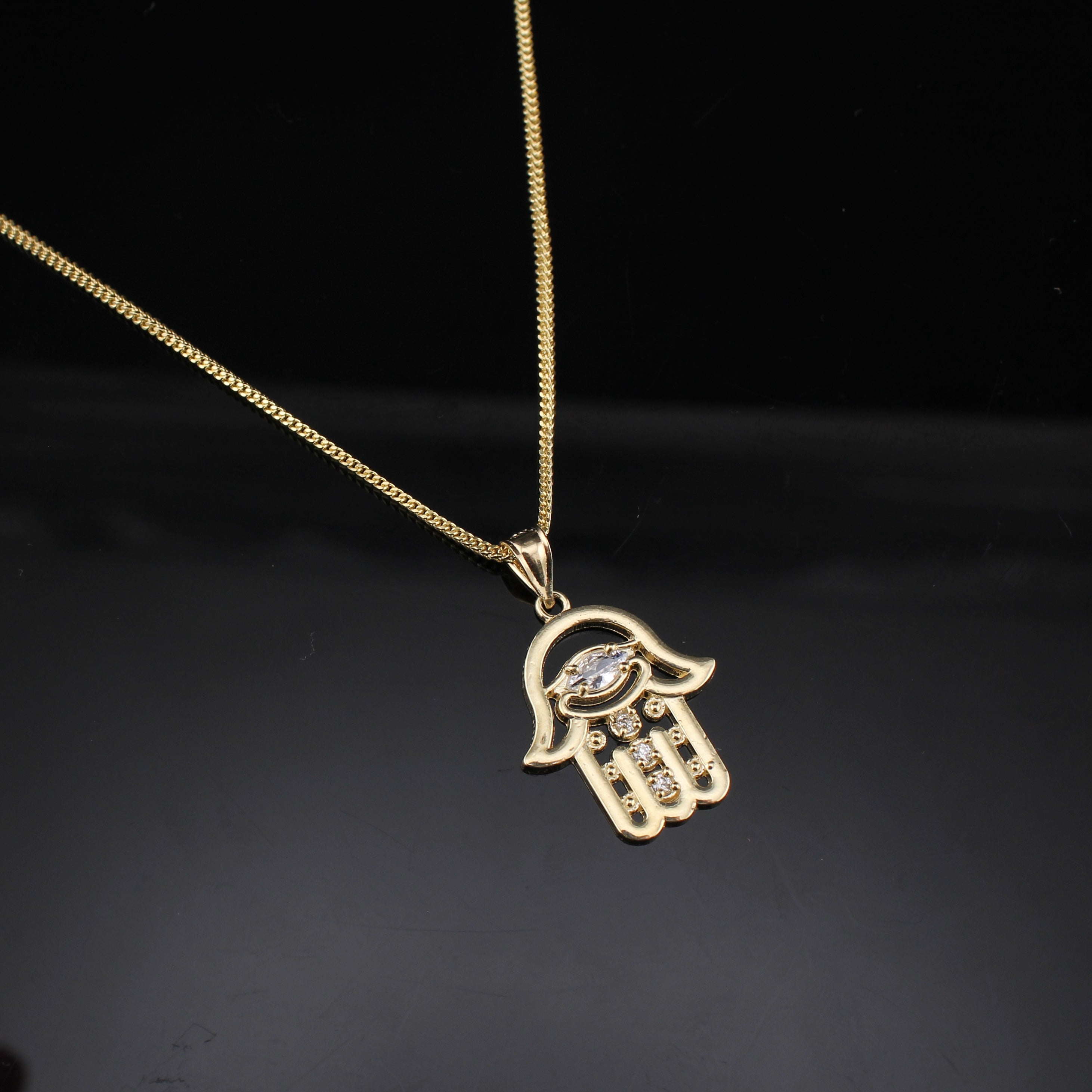 10K Real Gold Hamsa Pendant