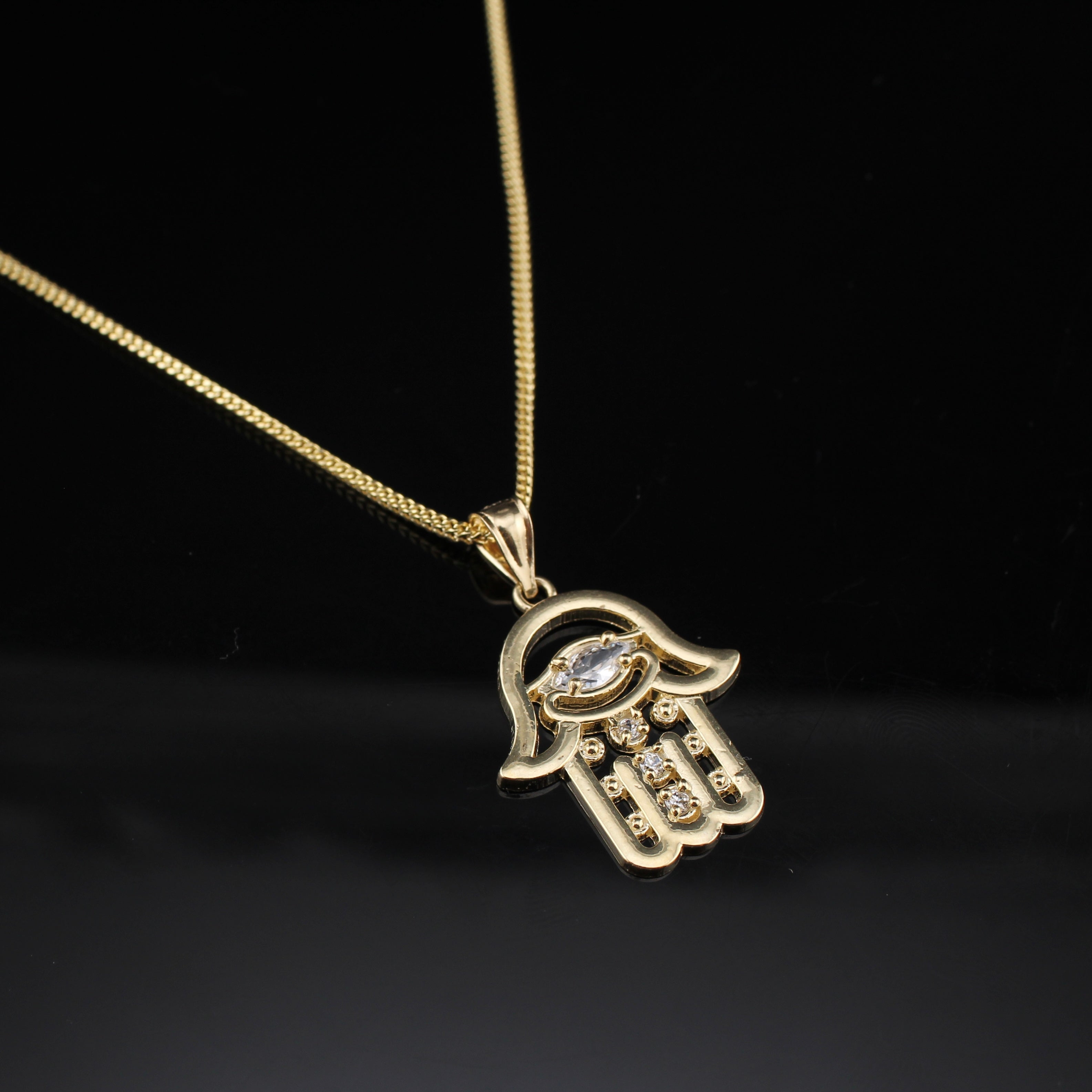 10K Real Gold Hamsa Pendant