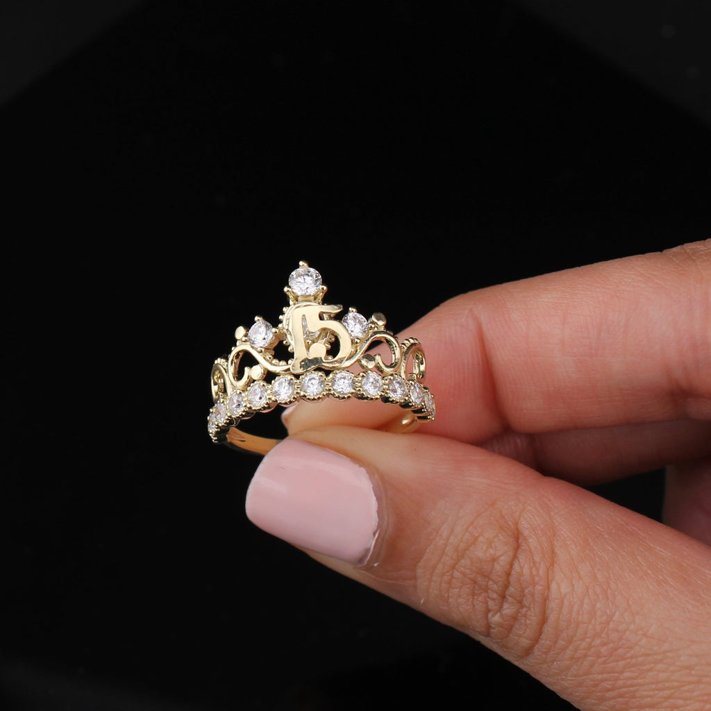 10K Real Gold Quinceañera 15 Ring
