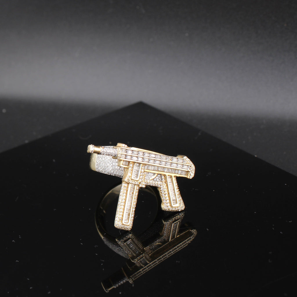 10K Gold Diamond  Gun Mens Ring