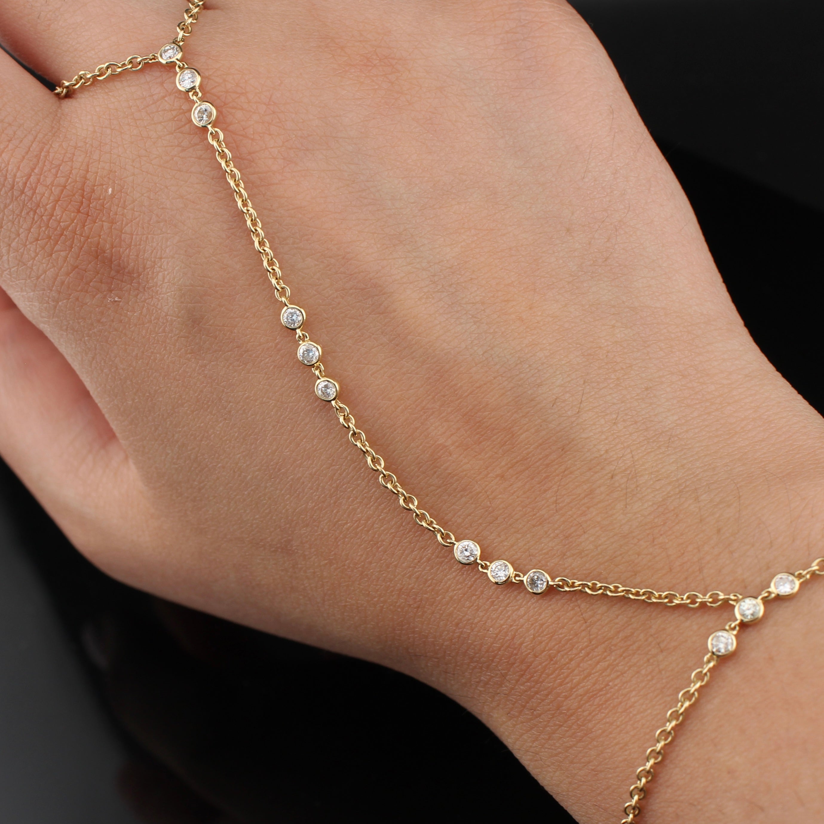 10K Diamond Hand Chain Bracelet