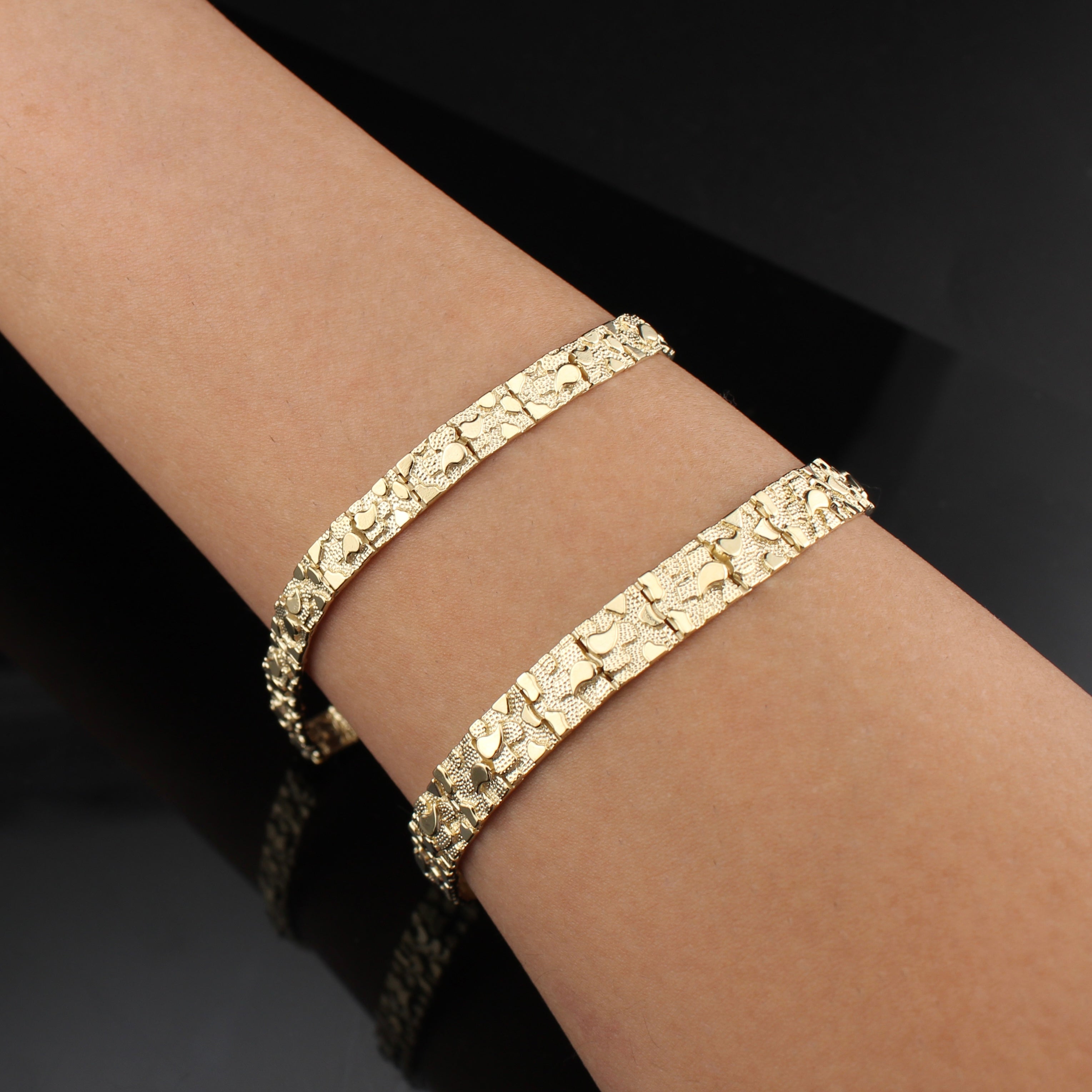 14K Gold Men's Nugget Bracelet