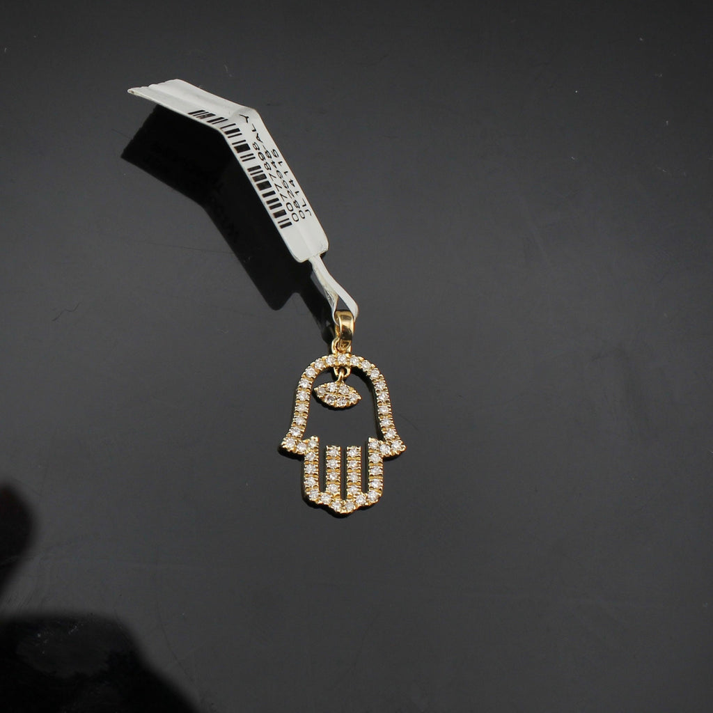 10K Diamond Hamsa Pendant