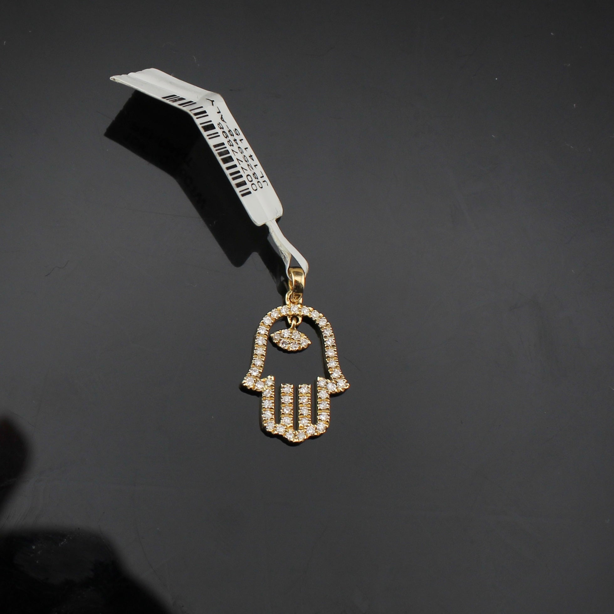 10K Diamond Hamsa Pendant