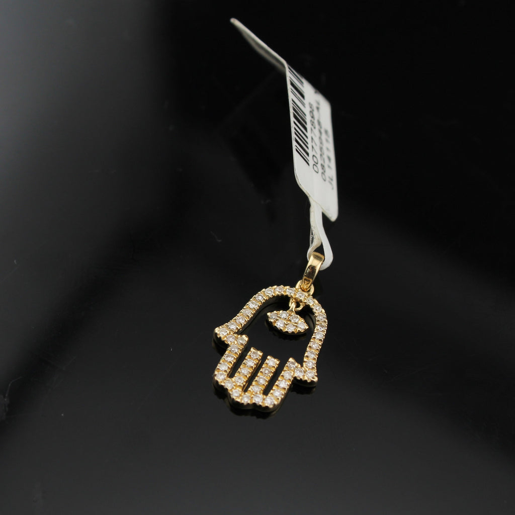 10K Diamond Hamsa Pendant