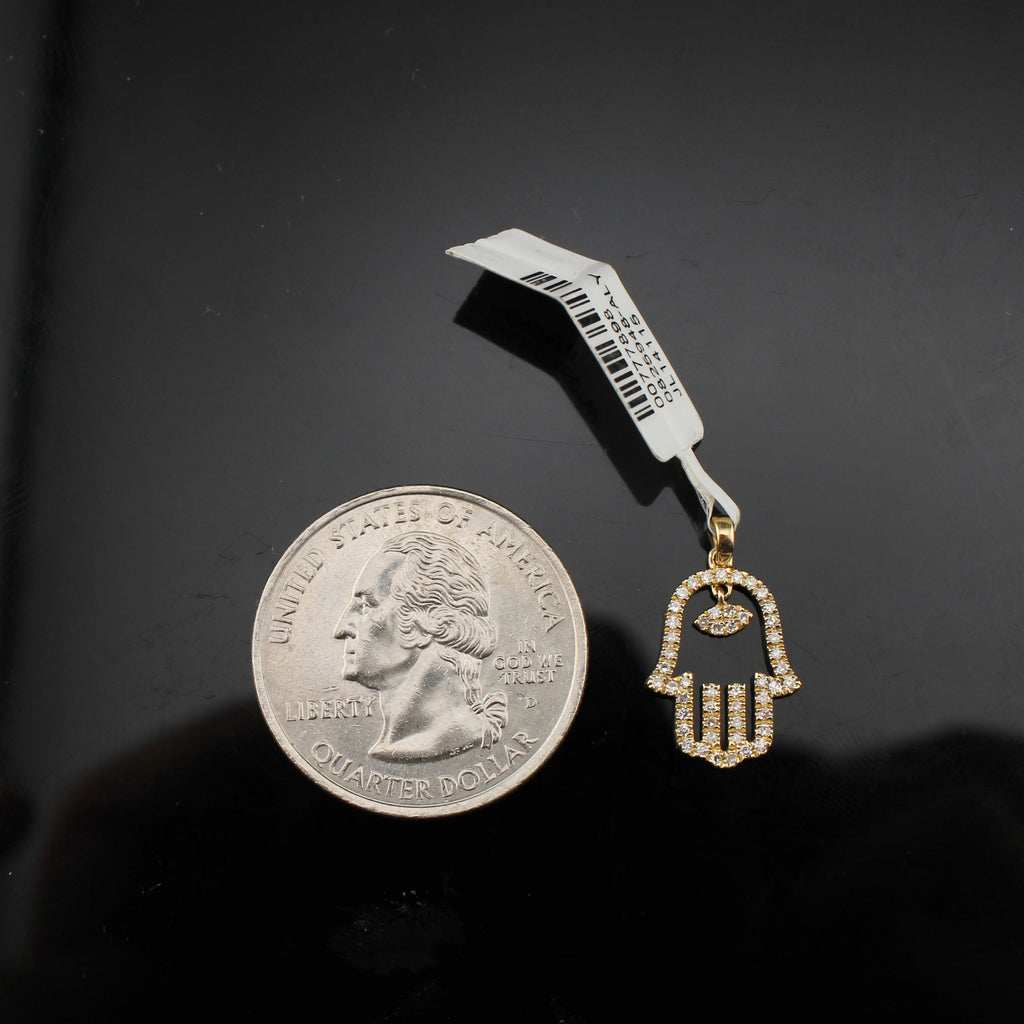 10K Diamond Hamsa Pendant