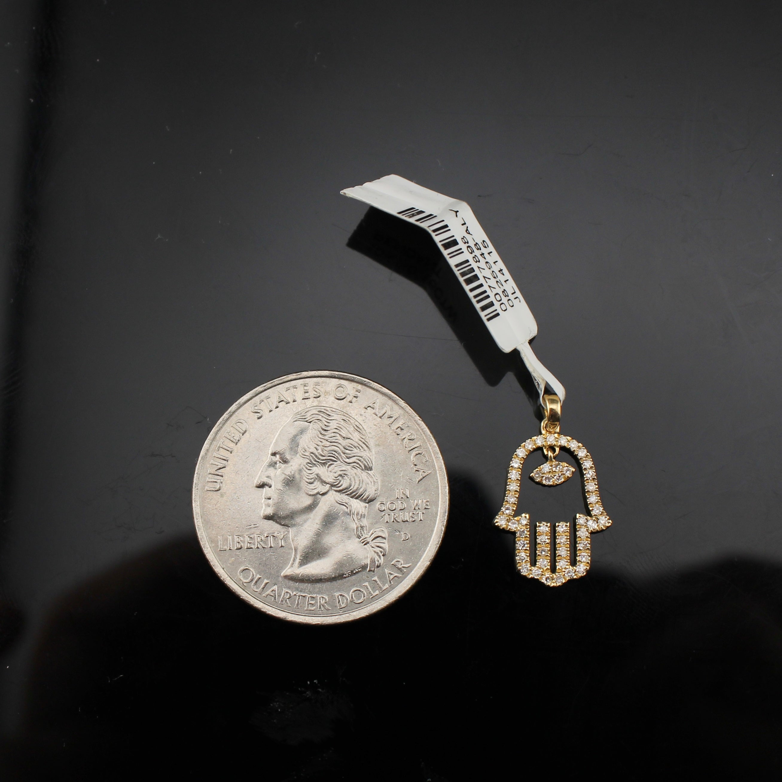 10K Diamond Hamsa Pendant