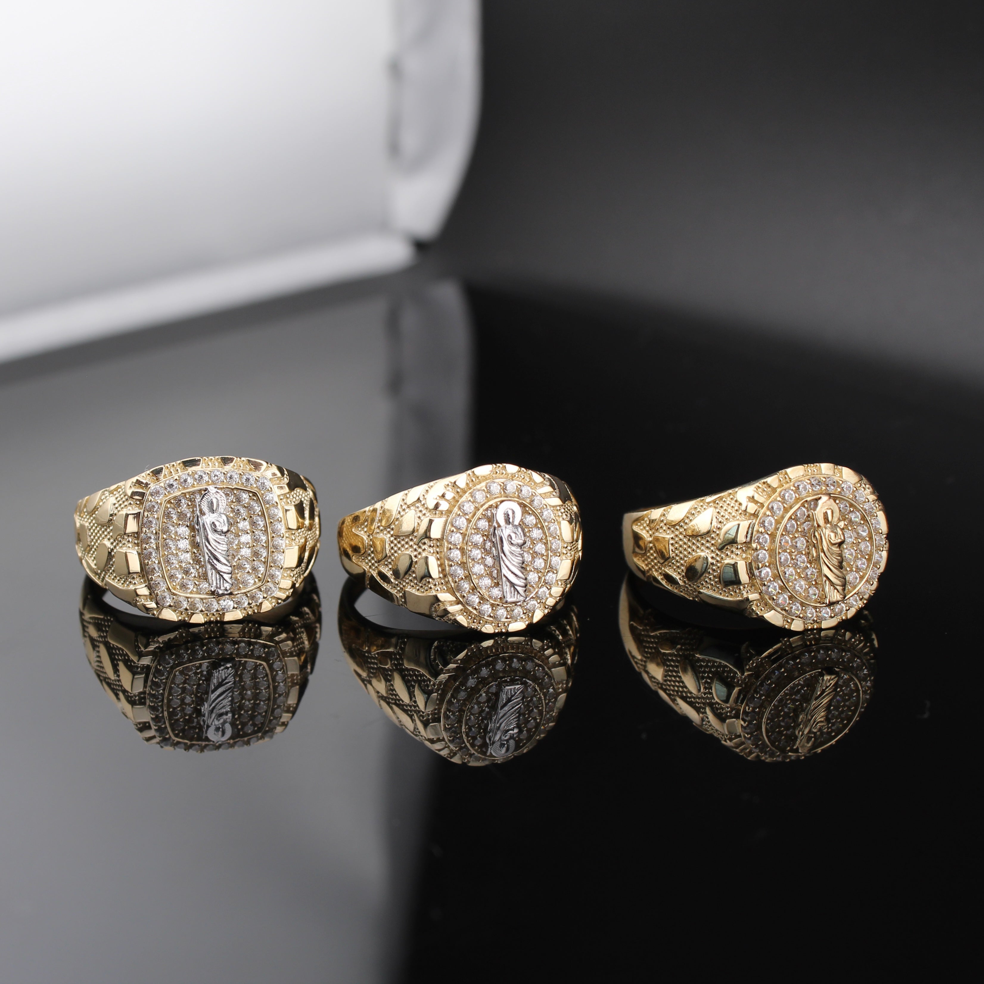 10K Gold Nugget San Judas Saint Jude Ring