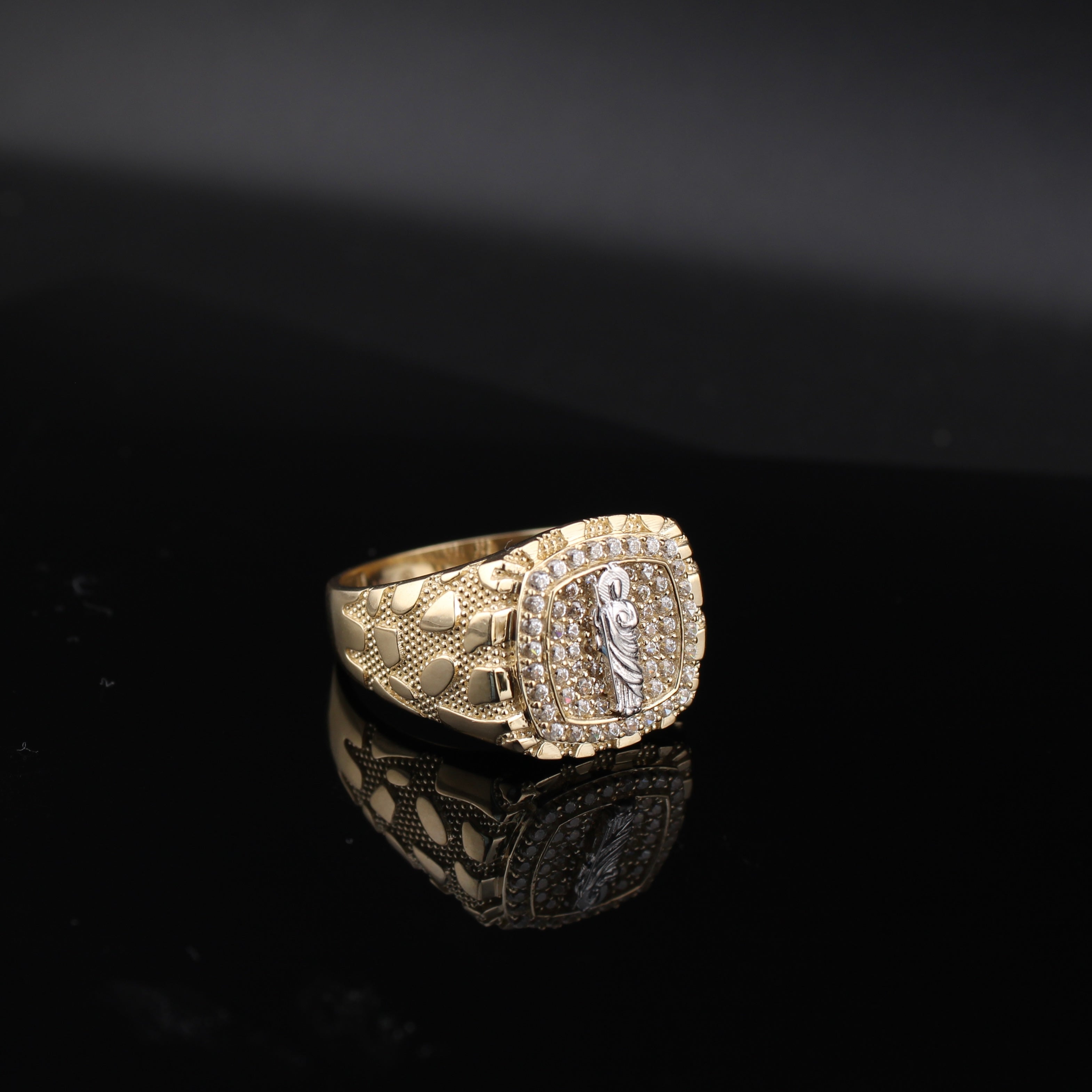 10K Gold Nugget San Judas Saint Jude Ring