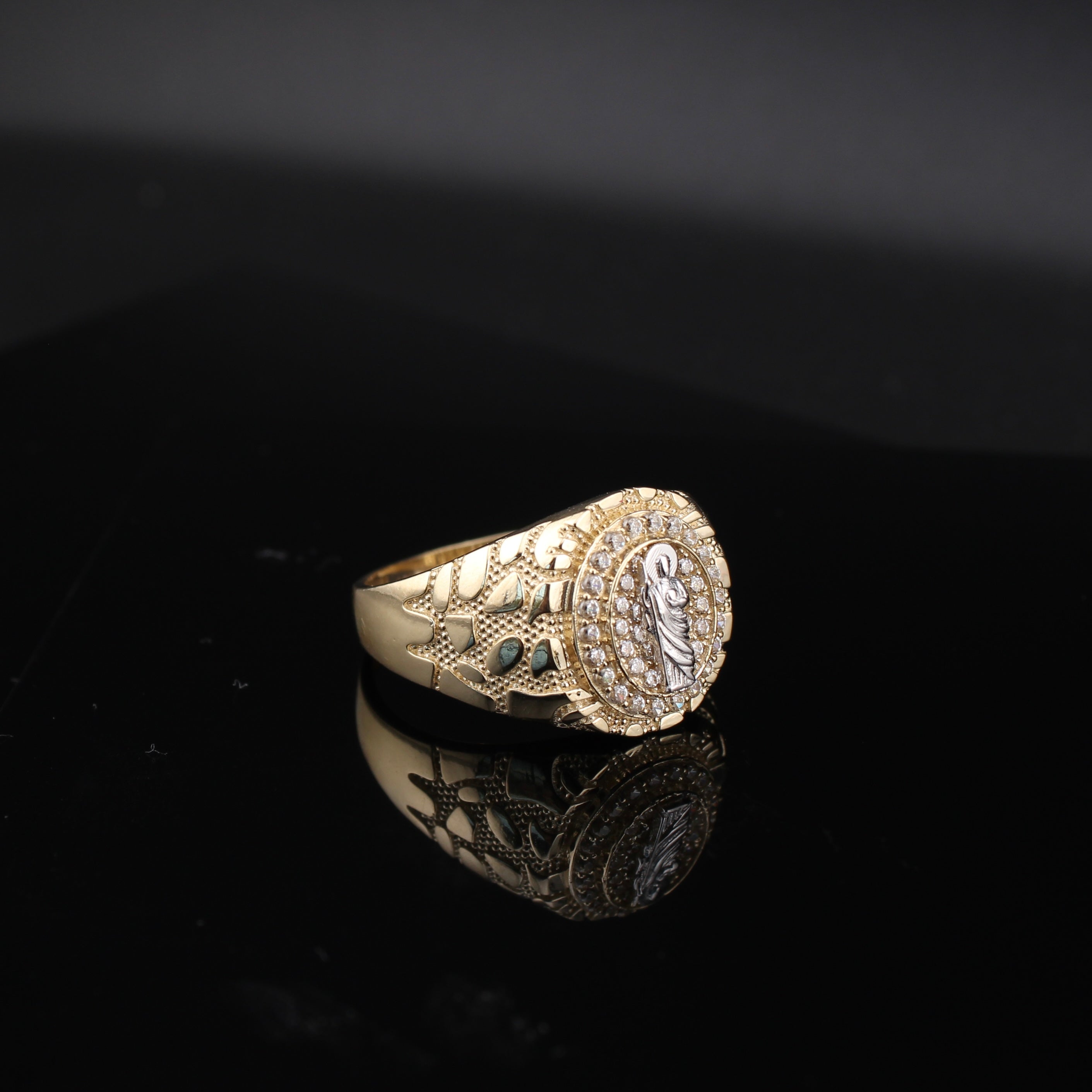 10K Gold Nugget San Judas Saint Jude Ring