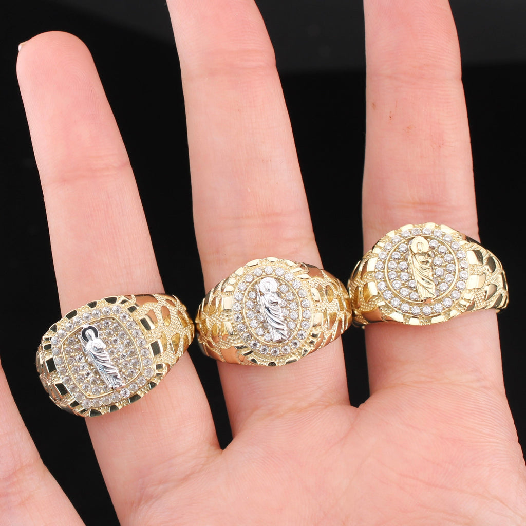 10K Gold Nugget San Judas Saint Jude Ring