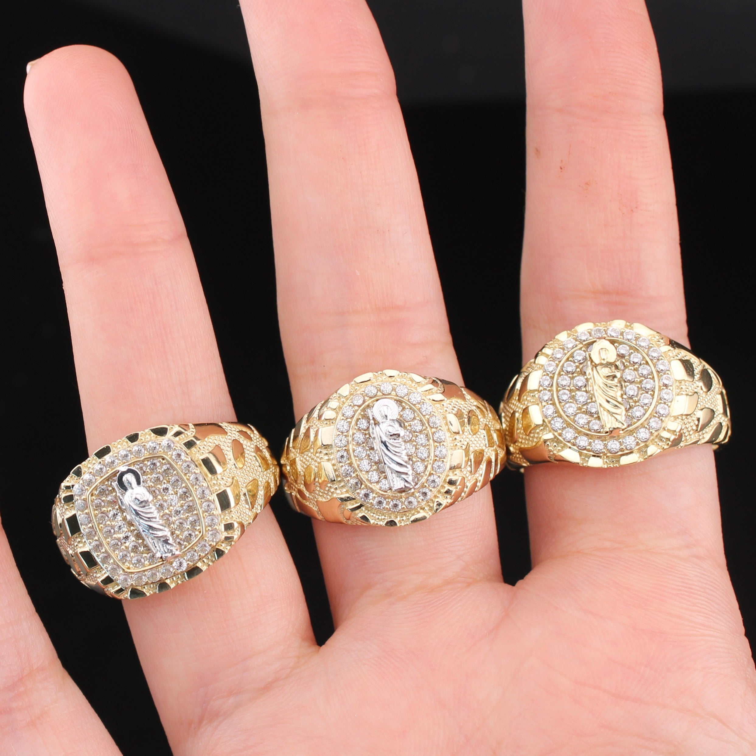 10K Gold Nugget San Judas Saint Jude Ring