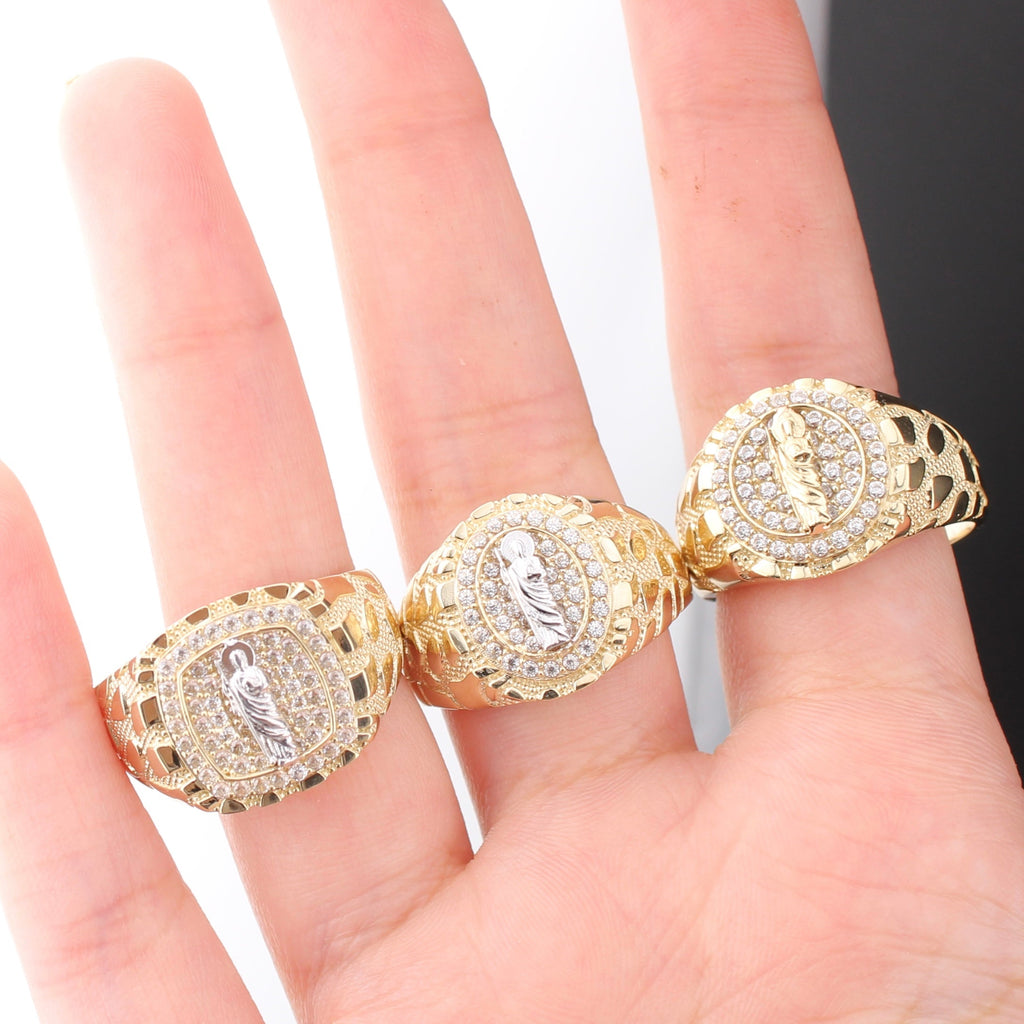 10K Gold Nugget San Judas Saint Jude Ring