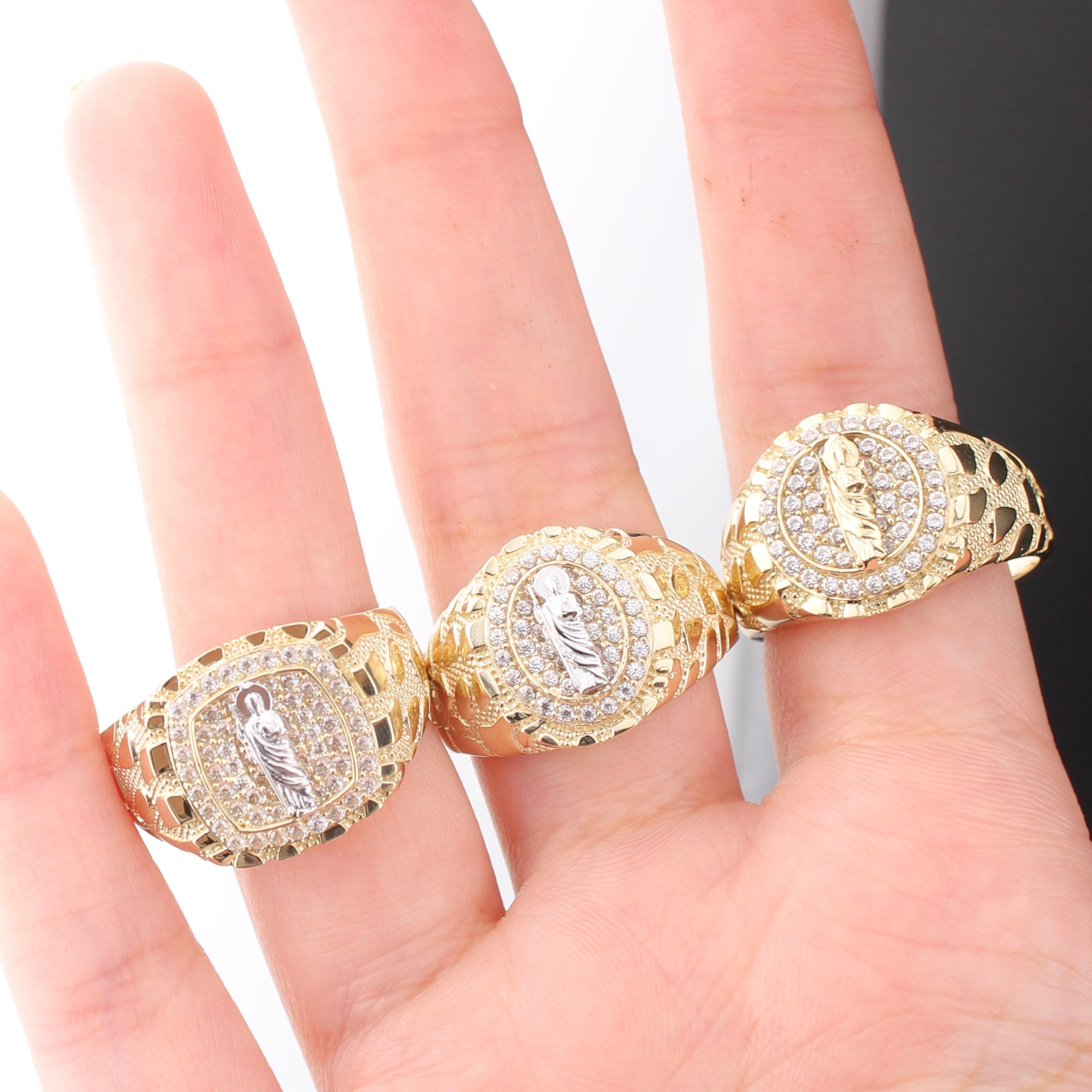 10K Gold Nugget San Judas Saint Jude Ring