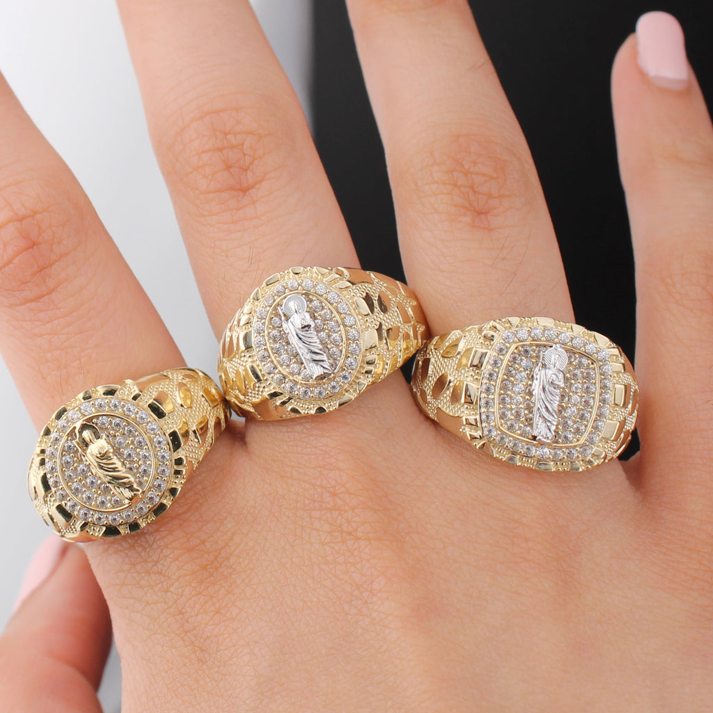 10K Gold Nugget San Judas Saint Jude Ring