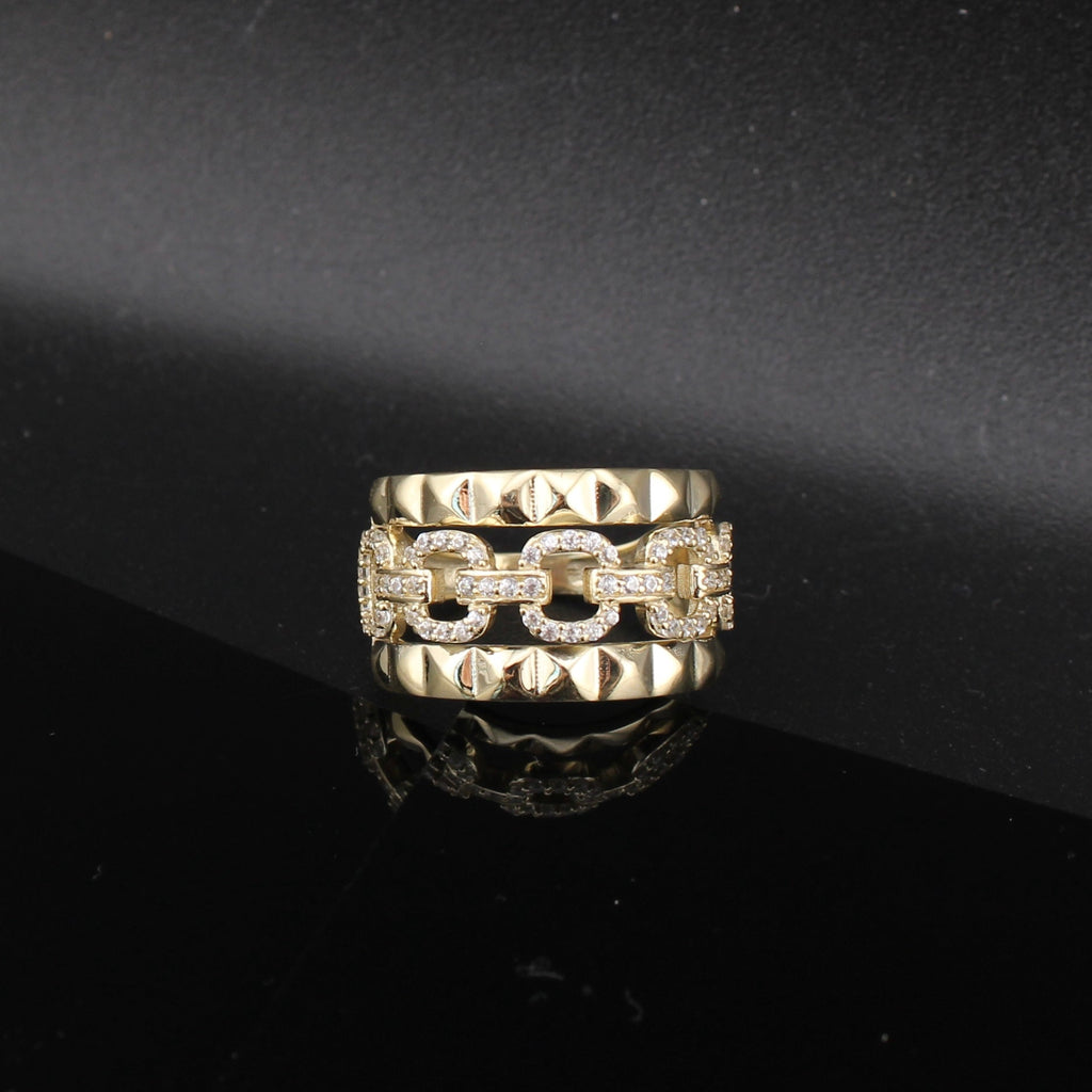10K Gold Chain CZ Design Ring